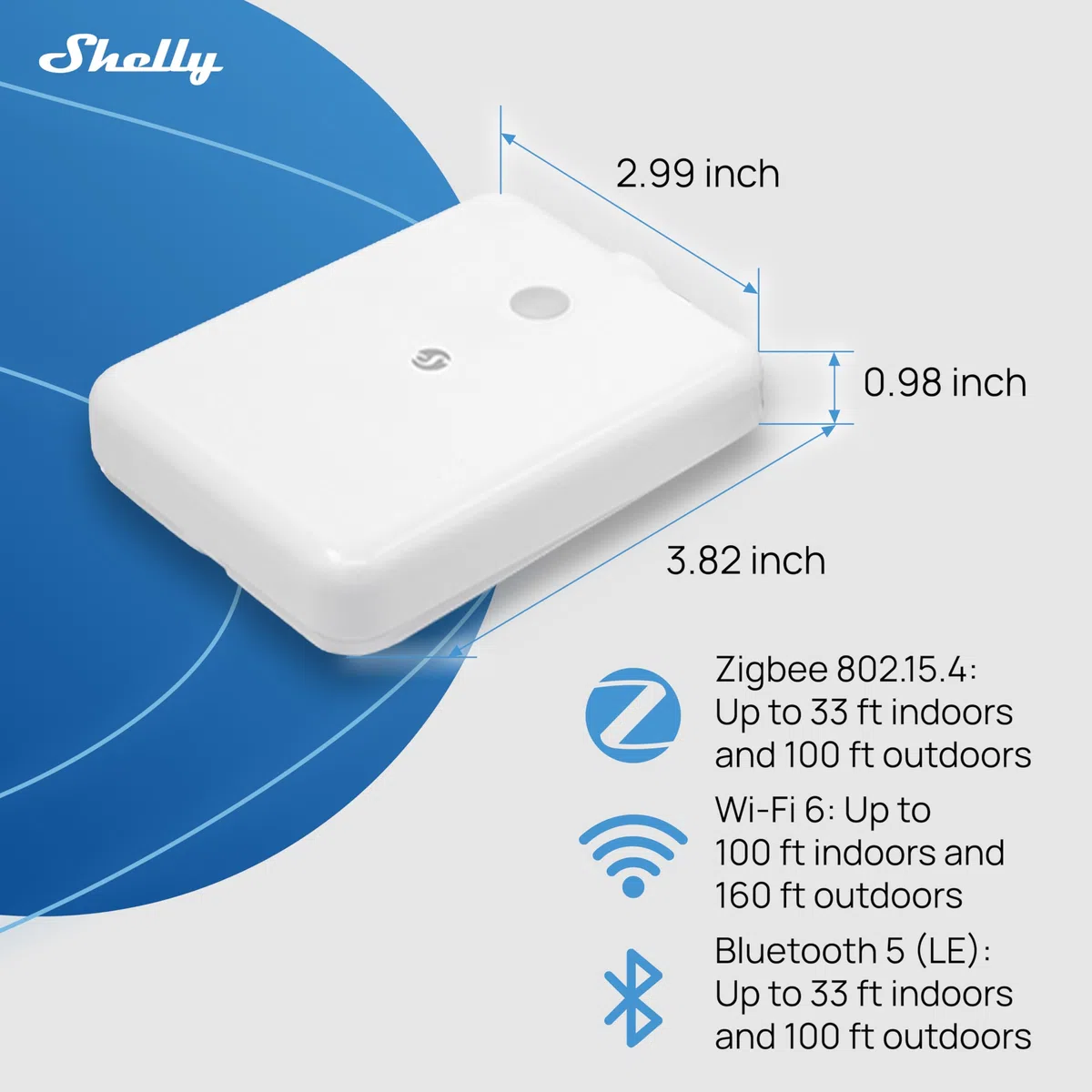Shelly Flood Gen4 - Capteur de Fuite d'eau connecté Zigbee, Wi-FI, Bluetooth, Matter, avec Câble détecteur 2m, IP44, Alarme sononre, Notification d'app, Compatible Apple Homekit, Alexa, Google