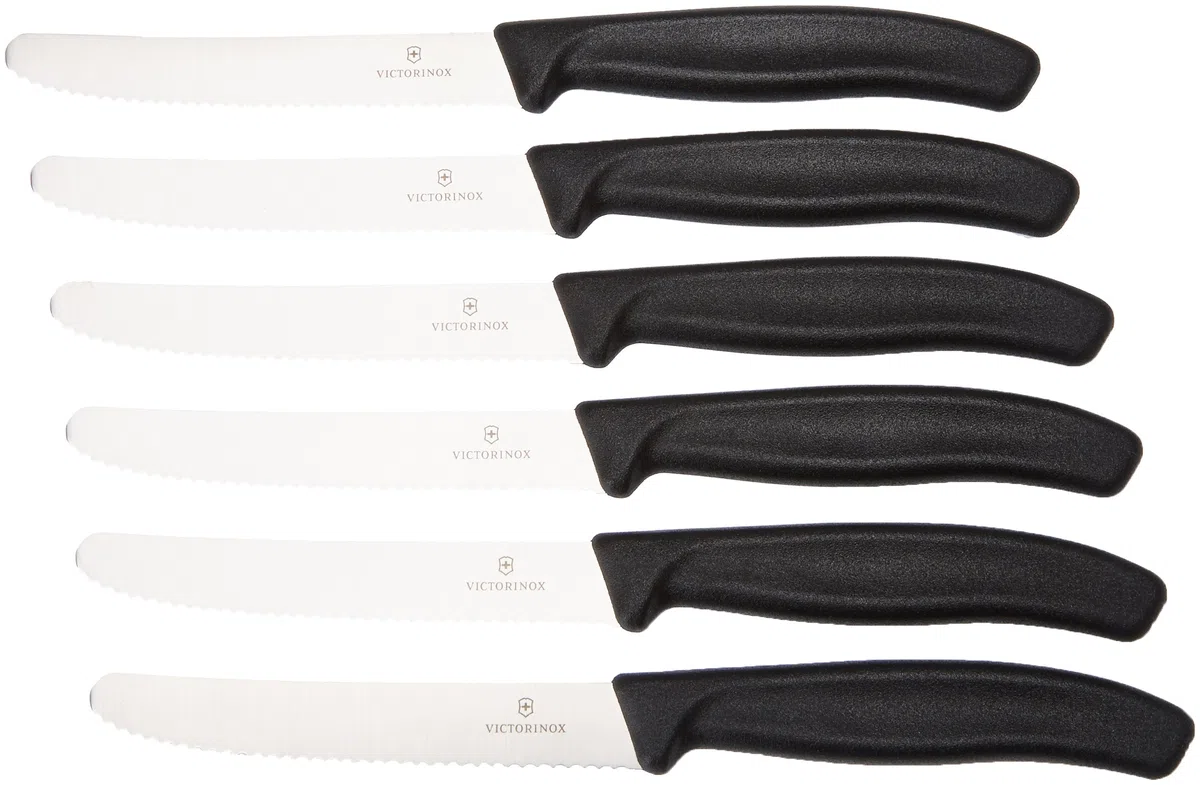 Victorinox 6.7333.6G Coffret de 6 Couteaux Table Swiss Classic Manche Noir Acier 18/10