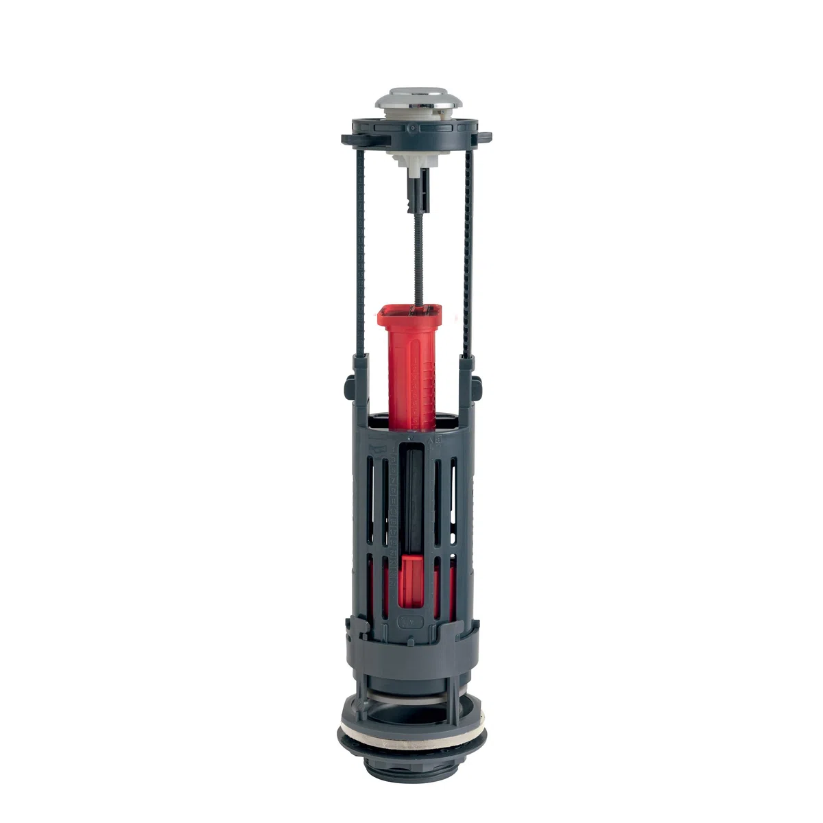 Wirquin 10723673 Mécanisme chasse d'eau wc double chasse avec bouton poussoir à étrier Wirquin One, gris | Bouton poussoir à étrier, facile à installer, économie d'eau