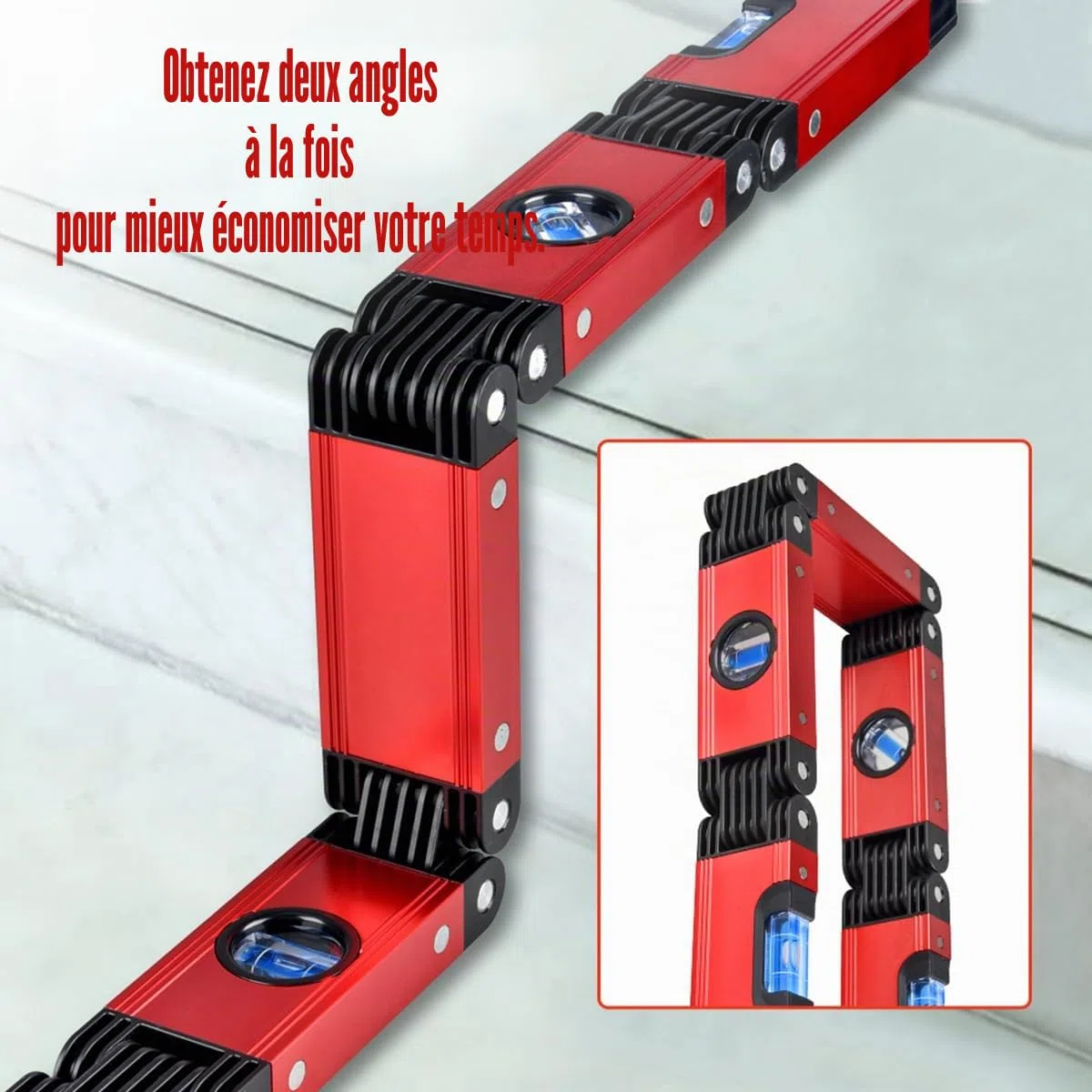 N&S Juvyig - Outil multifonction pliable pour la menuiserie, outil de mesure multi-angle pour la menuiserie, nivellement précis dans n'importe quelle position, règle