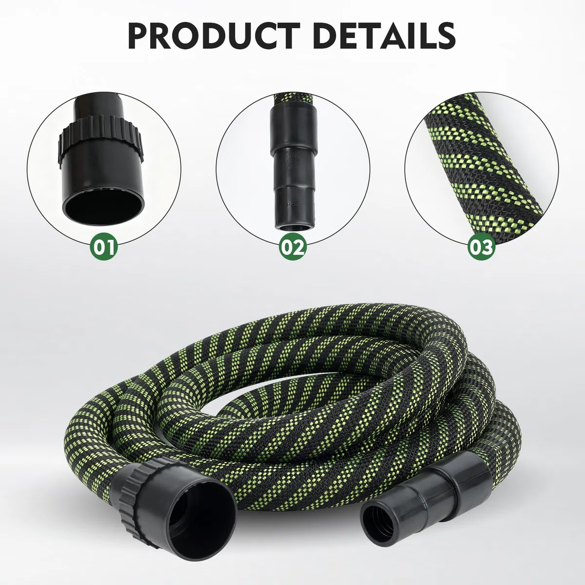 Tuyau d'Aspirateur 5 m Compatible avec Festool CT 26/36/48, CT 15/25, CT MINI & CT MIDI à partir de 2019, Aspect Peau de Serpent, Tuyau d'Aspiration Léger Anti-Pli pour Ponceuses Systèmes d'Extraction