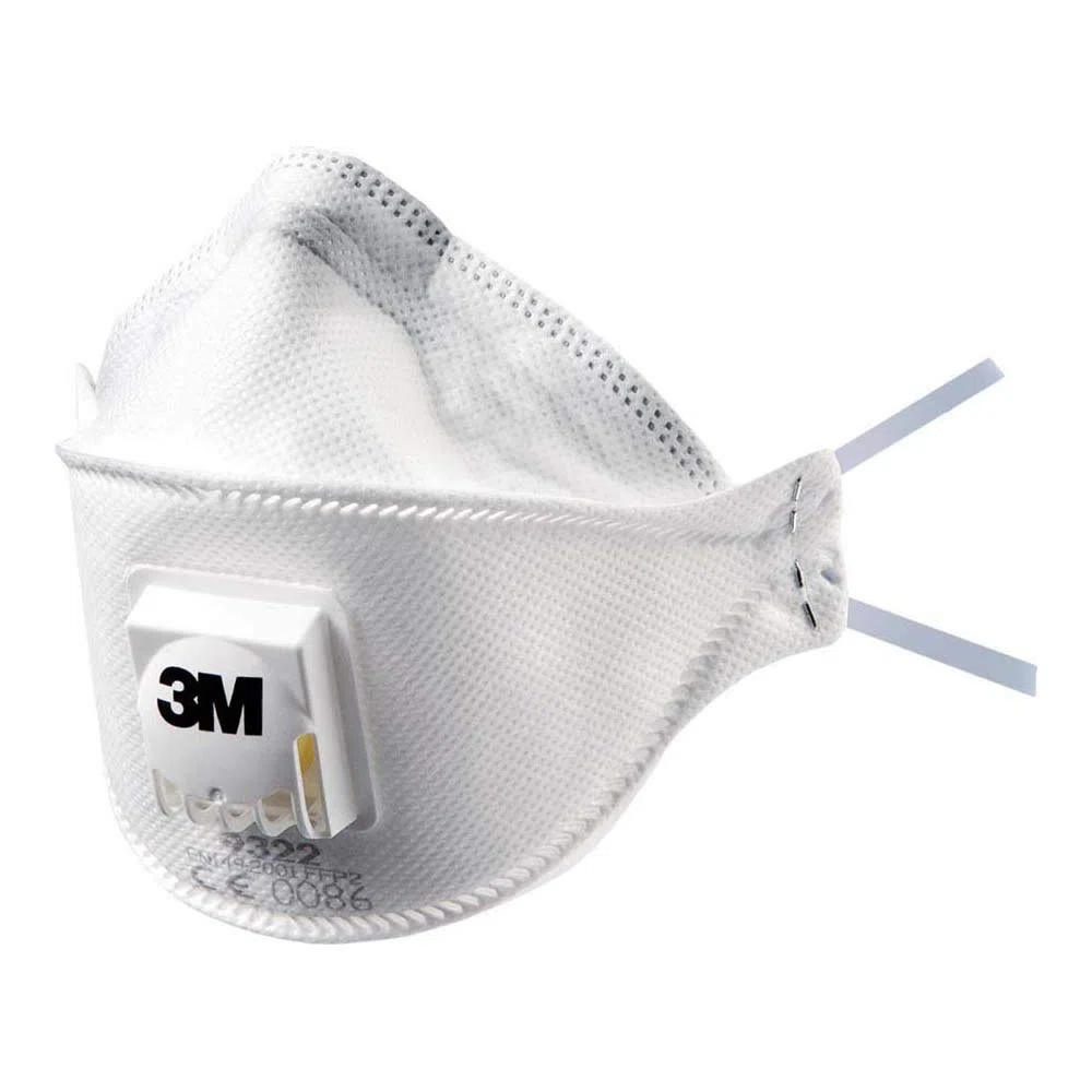 3M Masque antipoussière pliable 3 panneaux Aura 9322+ - FFP2, avec soupape Coolflow, Certifié EN sécurité, lot de 10