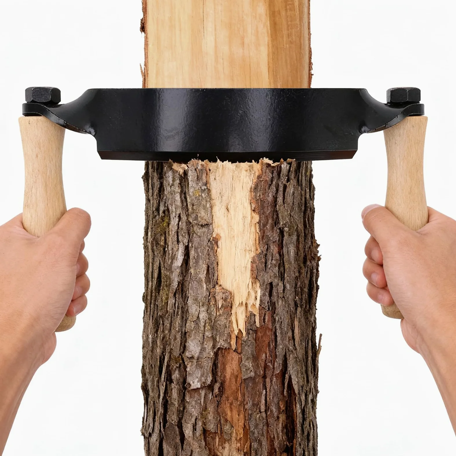 Couteau à écorce Lame En Acier Au Tungstène Manche En Bois Confortable Rasage Précis Haute Netteté Couteau à Tirage Incurvé Pour Charpentiers En Bois Tourneurs Et Sculpteurs Sur(10 pouces)