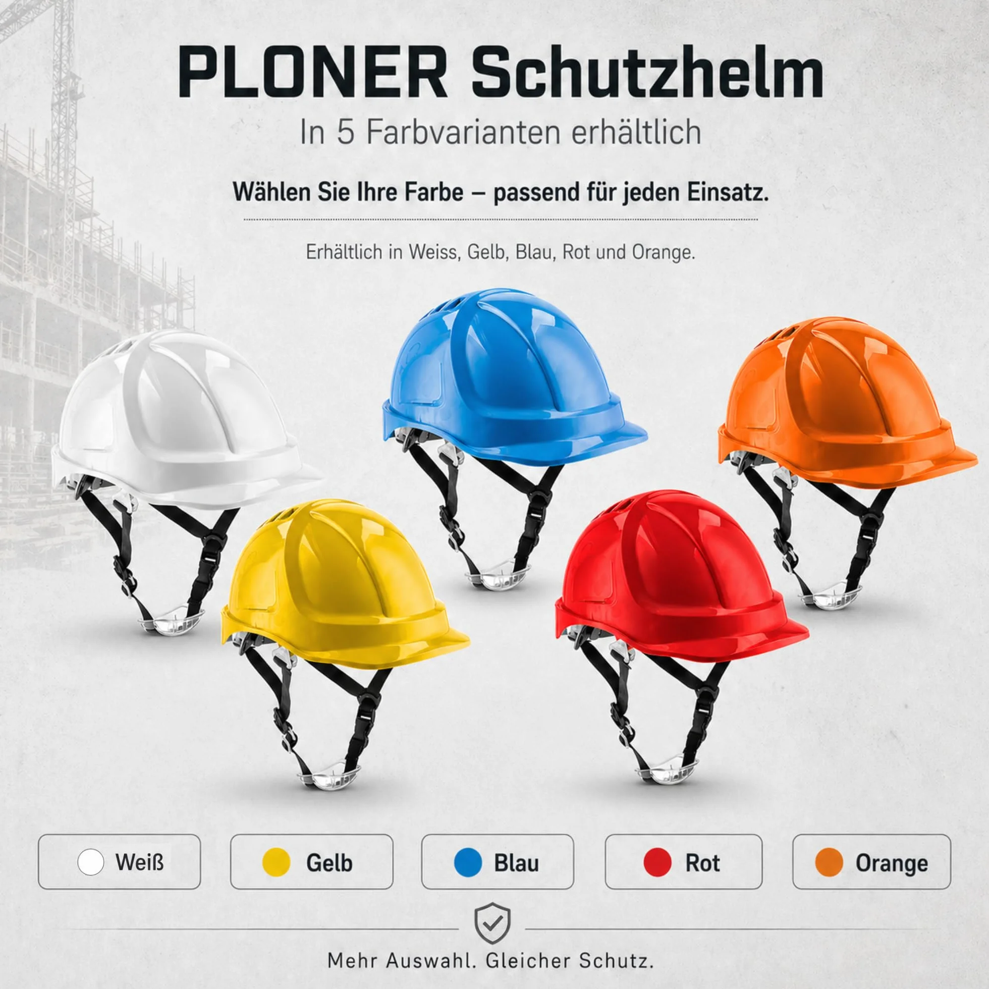 HÖGERT TECHNIK Casque de protection, casque de chantier en ABS, EN 397, système à cliquet, ventilation, mentonnière, casque de travail pour chantier et industrie, casque de sécurité réglable