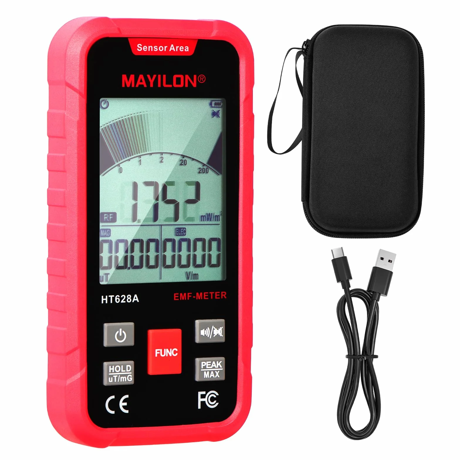 Détecteur EMF 3-en-1 Compteur Geiger avec Mesure 3 Axes (EF/MF/RF) Testeur de Rayonnement Électromagnétique avec Graphique de Tendance pour Maison WiFi 5G et Chasse aux Fantômes