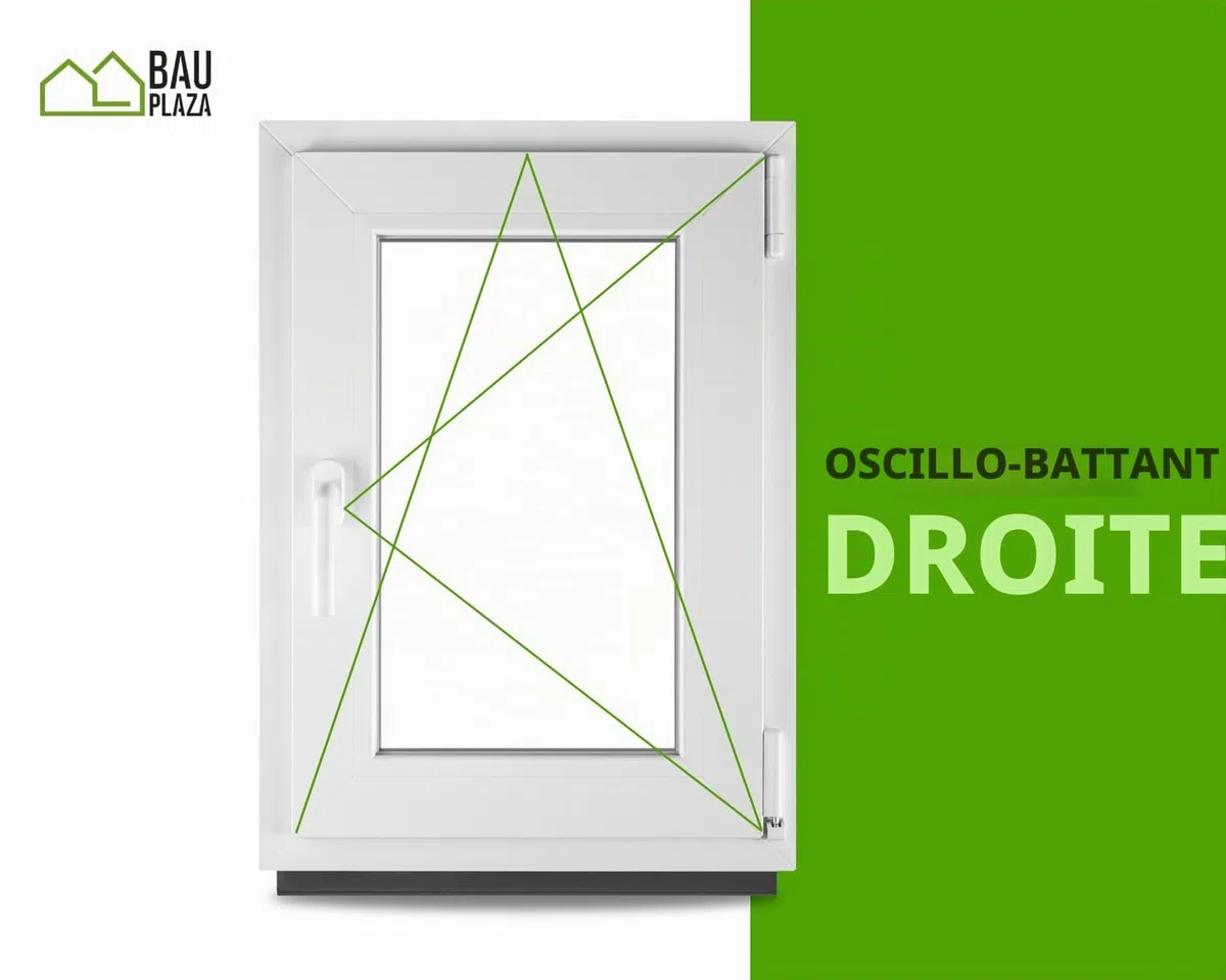 Fenêtre en PVC blanc double vitrage 4/24/4 LxH 50 x 70 cm d'ouverture Droite Toutes les tailles 500 x 700 mm Oscillo-battant 1 vantail - BauPlaza