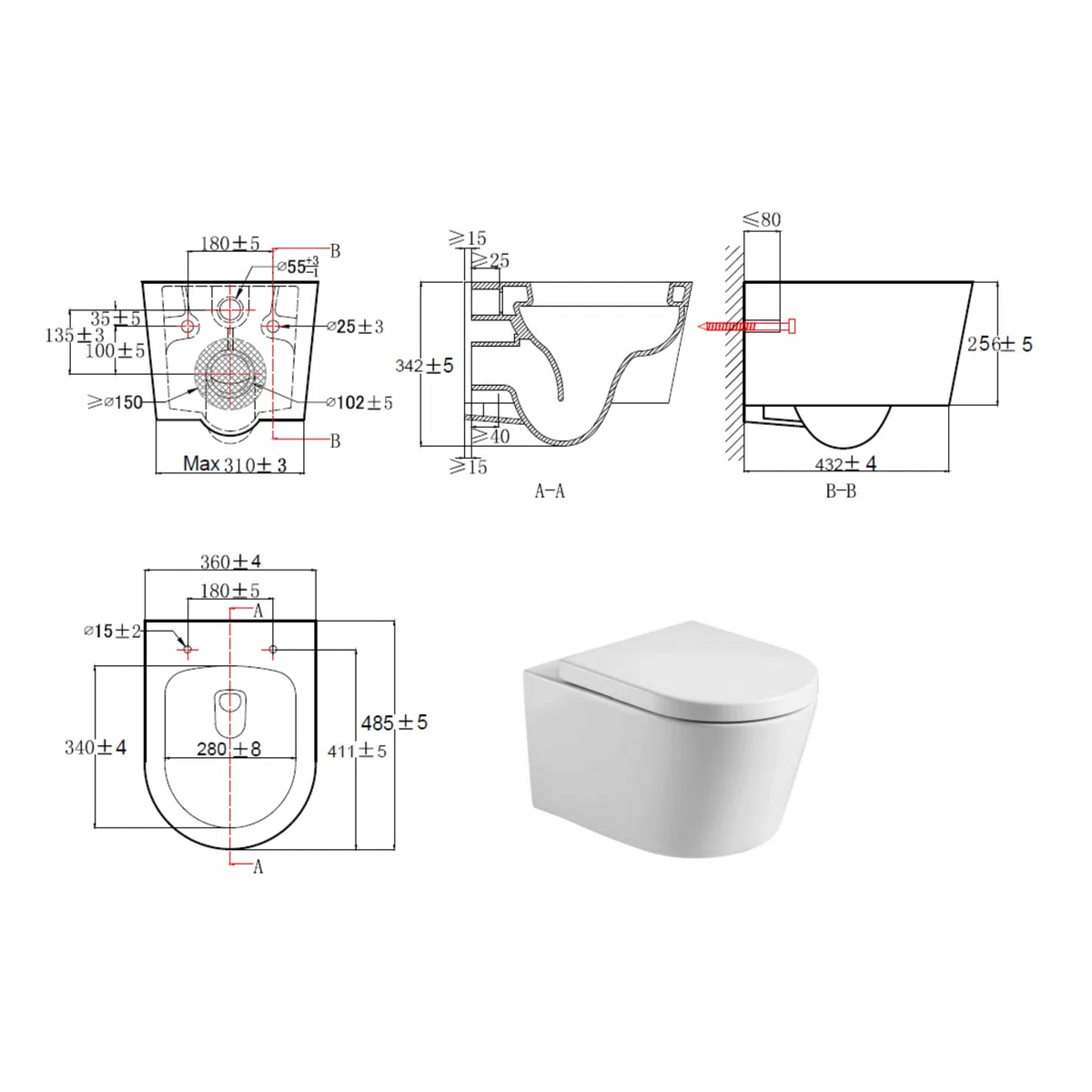 Pack Swiss Aqua Technologies WC suspendu complet Smart-SATrimless-4 | Toilette sans bride fixation invisible | Bâti-support autoportant robuste | Abattant softclose | Plaque de commande élégante