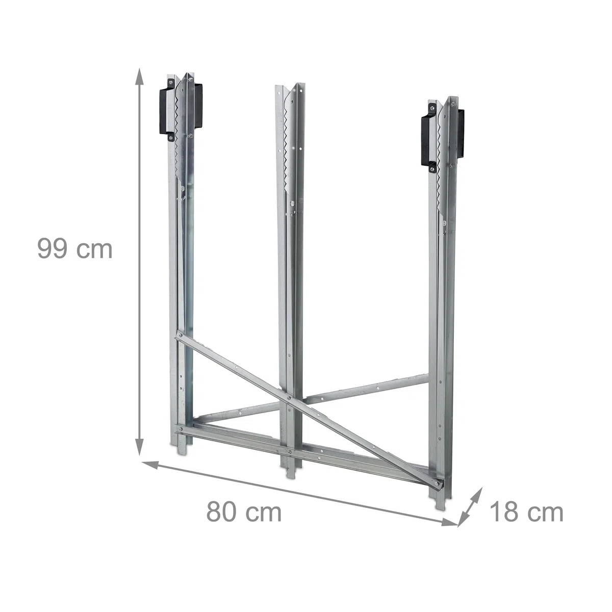 Relaxdays Chevalet de sciage, pour Couper Le Bois, Pliable, Support tronçonneuse, Acier, HxLxP: 80 x 80 x 85 cm, argenté