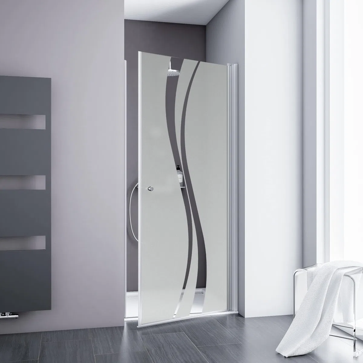 Schulte porte douche pivotante niche 90x192 argenté autolevant réversible | verre trempé anti-calcaire réglage 87.8-90.4 largeur d'accès 79.5 cm