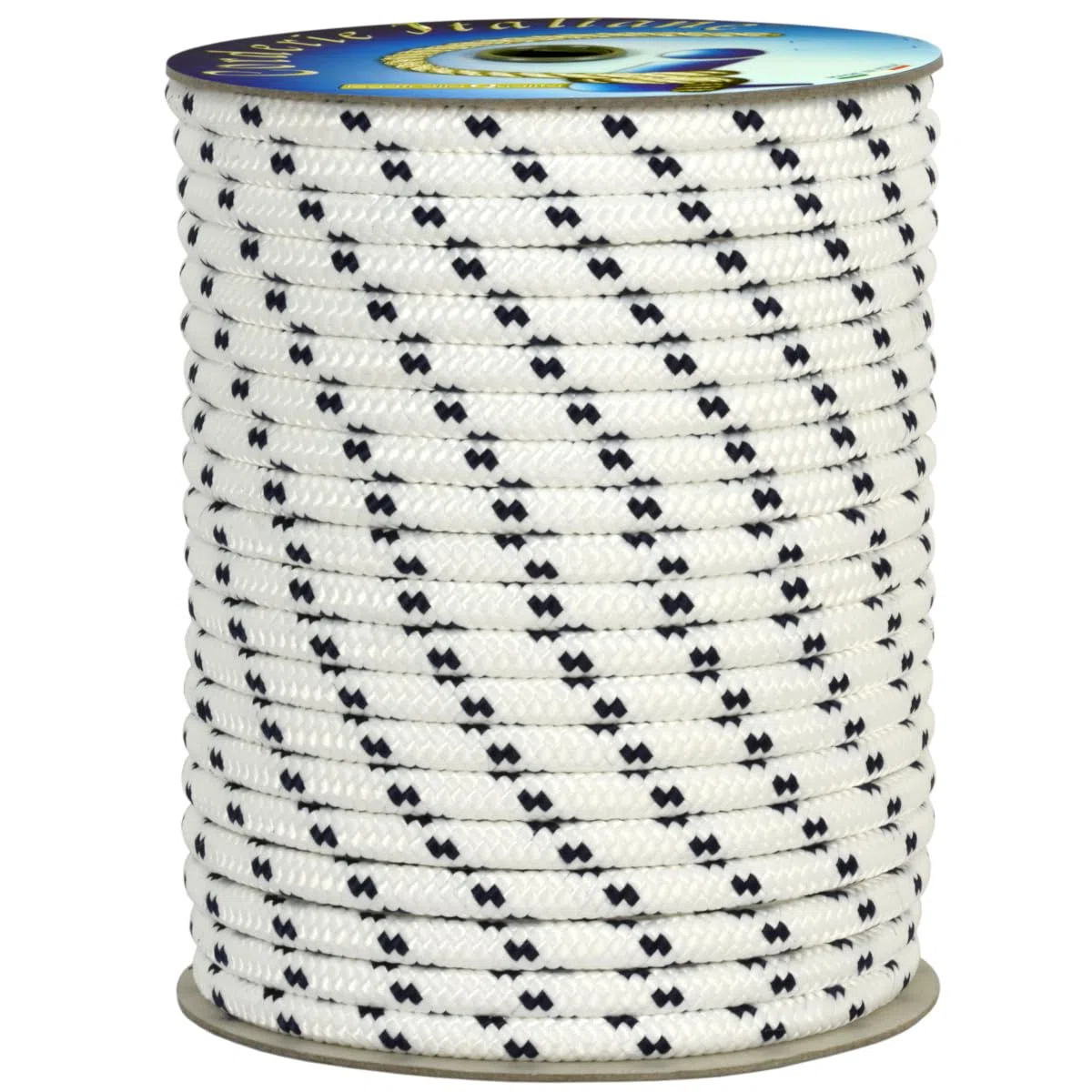 Corderie Italiane 6014249-00 Braid Nautica 08 Mm-050 M Blanc avec Étiquette en Plastique Bleu Couleur : Blanc Bleu avec Marqueur