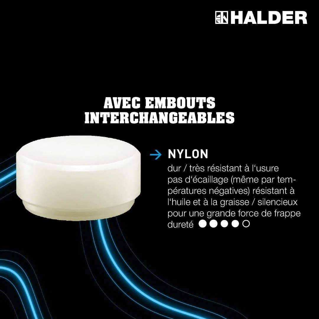 Maillet SUPERCRAFT, avec manche, vernis, en Hickory réduisant les vibrations, ergonomique | D=50 mm | 3366.050