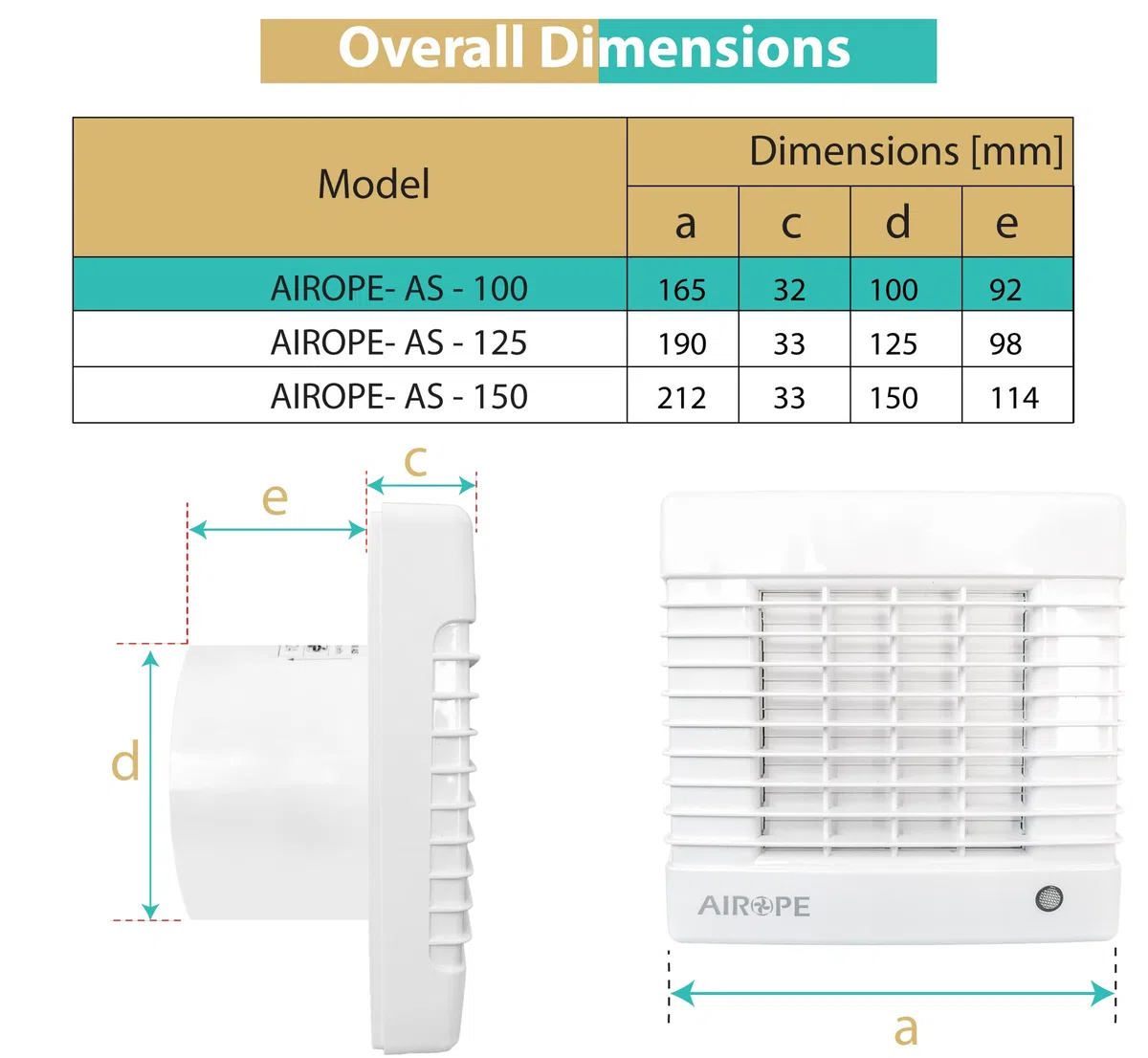 AS-100 mm Ventilateur, Extracteur d'air, Volet Automatique, VMC, pour Salle de Bain, Cuisine, WC, Bureau, Silencieux, Faible Consommation, Profil Élégant, Garantie 5 ANS