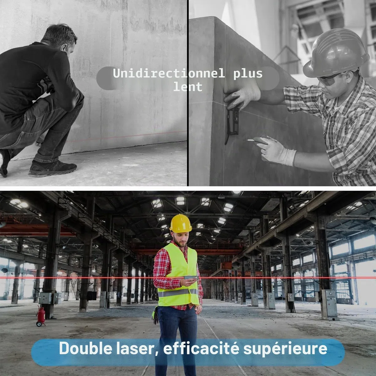 Télémètre Laser Bilatéral, Bauihr 393ft/120M Rechargeable Mesure Laser avec écran LCD Rétro-éclairé, Capteur d'angle Mesurede Unités Commutables,Pythagore, Mesure Surface et Le Volume