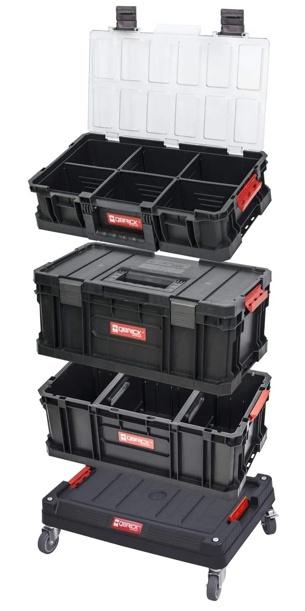 Qbrick System Chariot à outils XL avec de nombreux accessoires Dimensions (l x p x h) : 53 x 38 x 98 cm