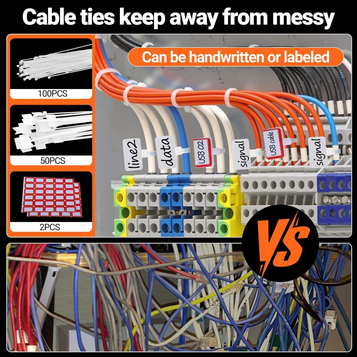 Preciva Pince à Sertir à Cliquet avec 1650 Cosses Electriques, 0,08-16 mm² (AWG28-5), Attaches Colliers de Câble et Papier Étiquette, Hexagonale Pince à Cliquet pour Câbles Isolés/Non Isolés