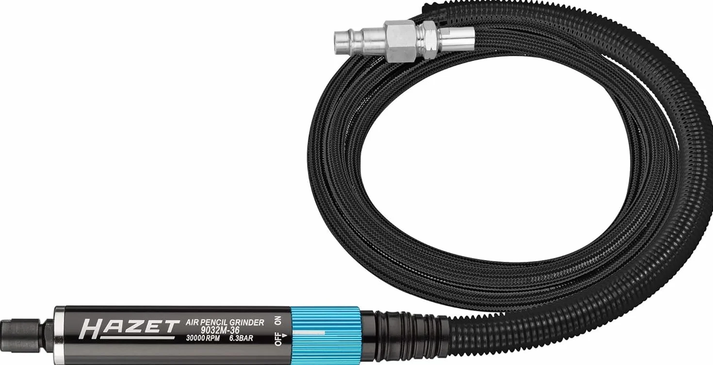 HAZET Mini-meuleuse à tige 9032M-36 I modèle droit, filetage intérieur 12,91 mm (1/4"), fiche d'accouplement incluse I usinage précis de pièces dans des espaces restreints