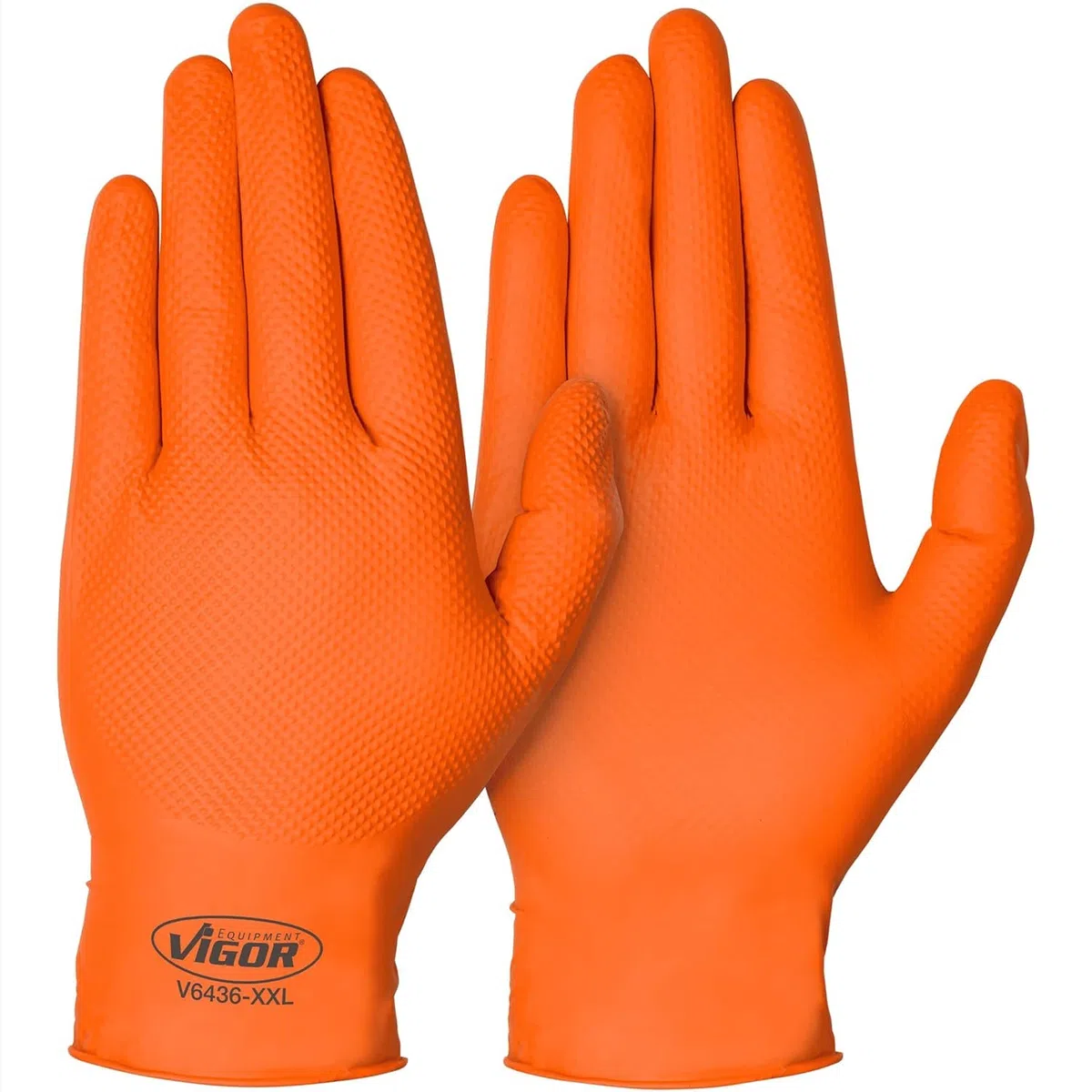 ViGOR Gants nitrile V6436-XXL Paquet de 90 I forte adhérence, antidérapant même en présence d'huile, de graisse, de produits chimiques et de saleté I Gants pour écran tactile I Orange, taille 11
