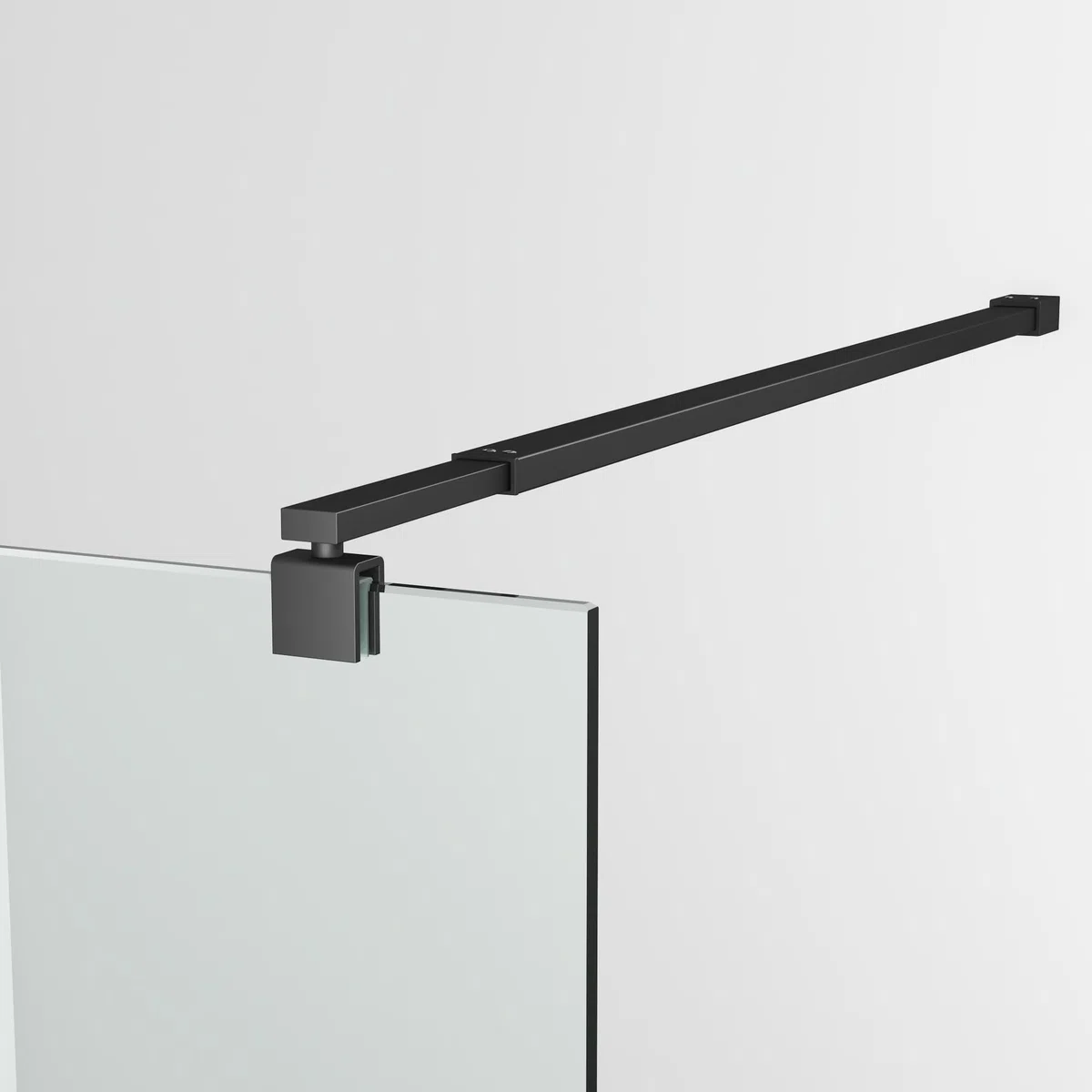 Barre de stabilisation télescopique réglable 73 à 123 cm, utilisée pour paroi de douche en verre, barre de stabilisation accessible épaisseur de verre 8 mm à 10 mm, barre de support carrée noire