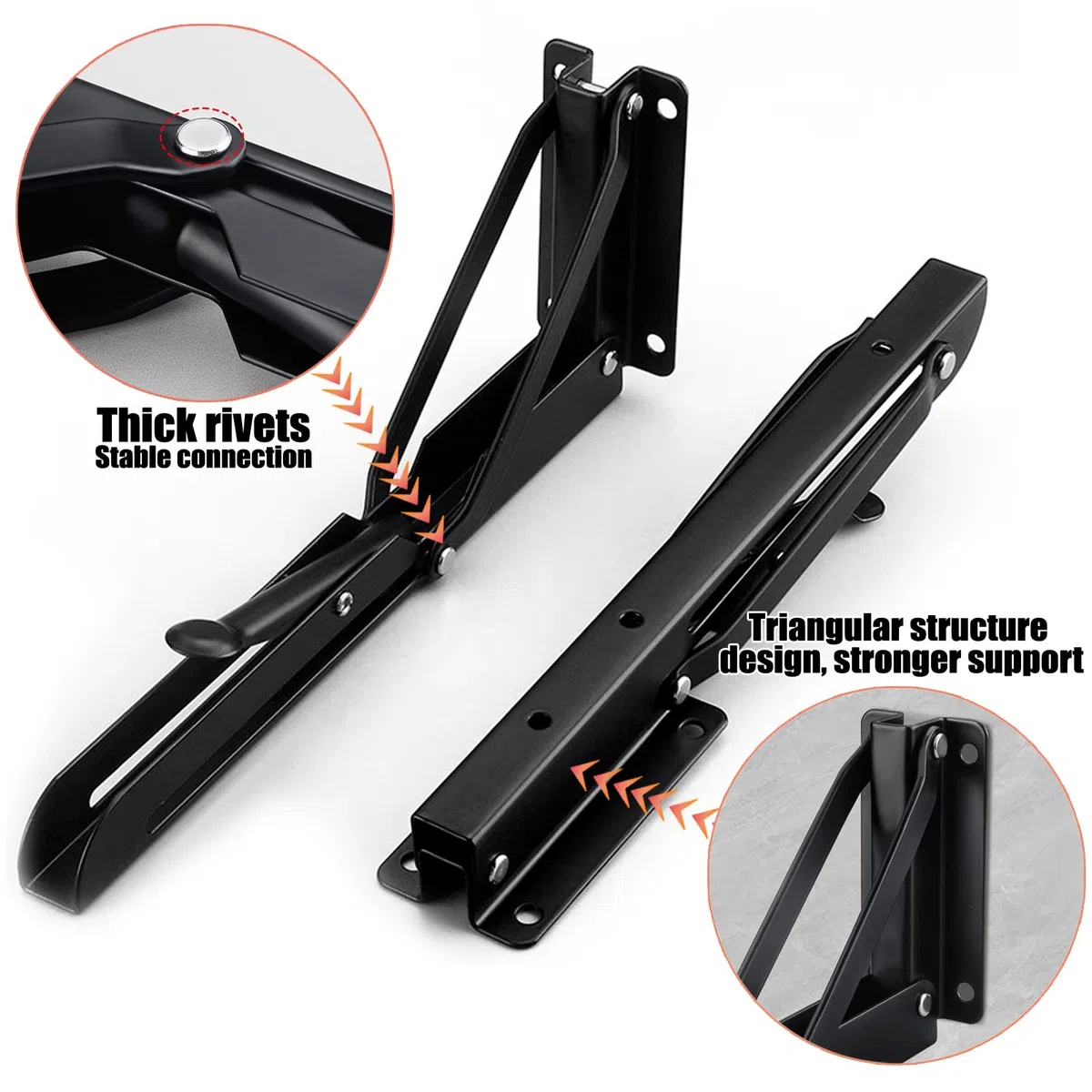 Support Equerre Pliable 500mm, Équerre Rabattable Charge Lourde 2 Pièces, Equerre Murale Rabattable, Consoles Pliantes pour Garage, Bureau, Chambre, Tablette Murale Rabattable 50 cm