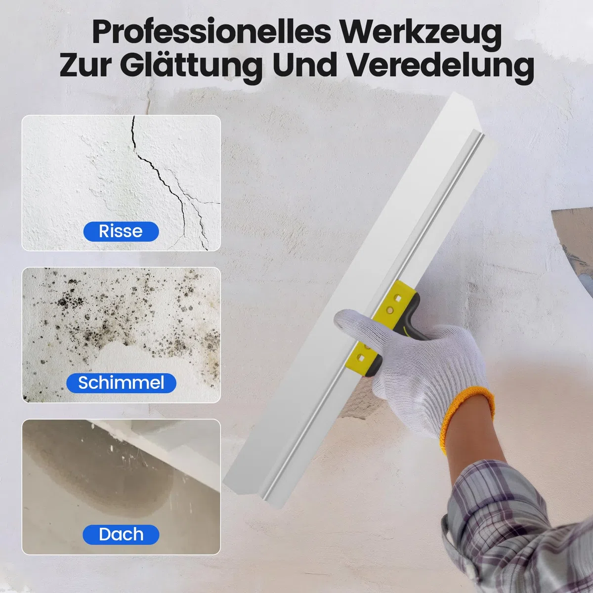 Couteau à Enduire, Couteau à Enduire En Acier Inoxydable Avec Manche Ergonomique éPaisseur Lame: 0,65 Mm, Largeur: 600 Mm Rouleau Truelle Plate Outil Pour Enduire Lisser Et RéNover Les Surfaces Sèches