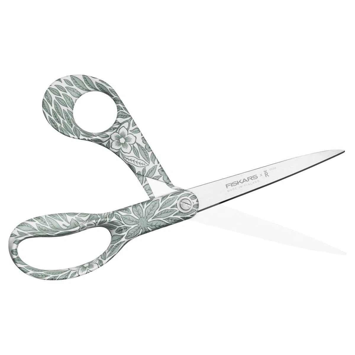 Fiskars Ciseaux FXR 21 cm, Ostindia Floris, Fabriqués en Finlande, Lames en Acier Inoxydable Affûtées avec Précision HRC 57, Manche Ergonomique avec Motif Ostindia, Vert, 1087488