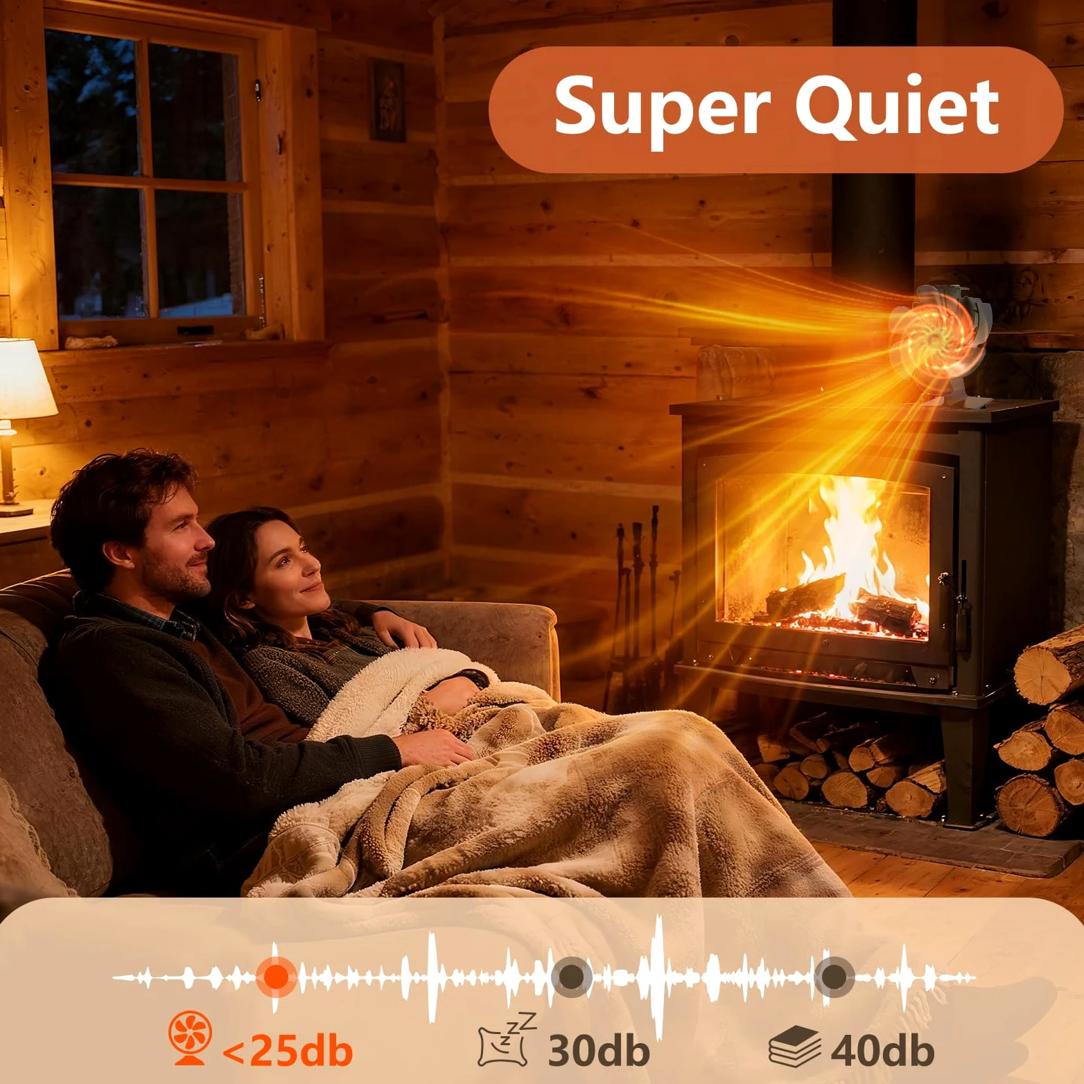 Ventilateur Poele à Bois 6 Lames | Ventilateur Cheminée avec Thermomètre Magnétique | Permet d'économiser l'énergie domestique et fonctionne silencieusement