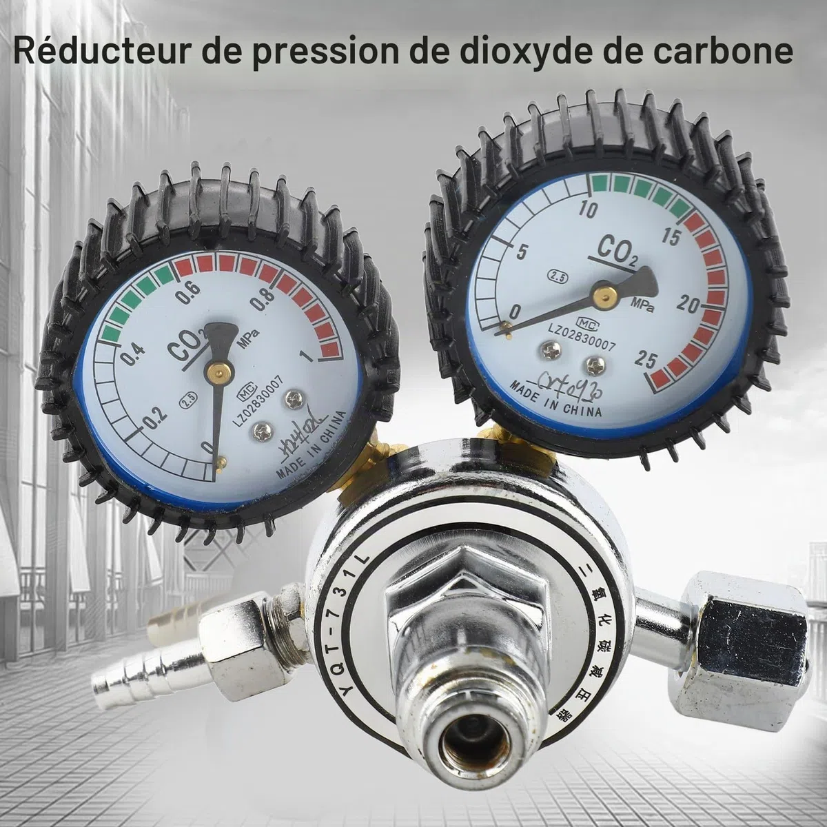 Régulateur de Bouteille de Gaz CO2, Réducteur de Pression de Soudage au Dioxyde de Carbone G5/8, Film de Protection en Zinc