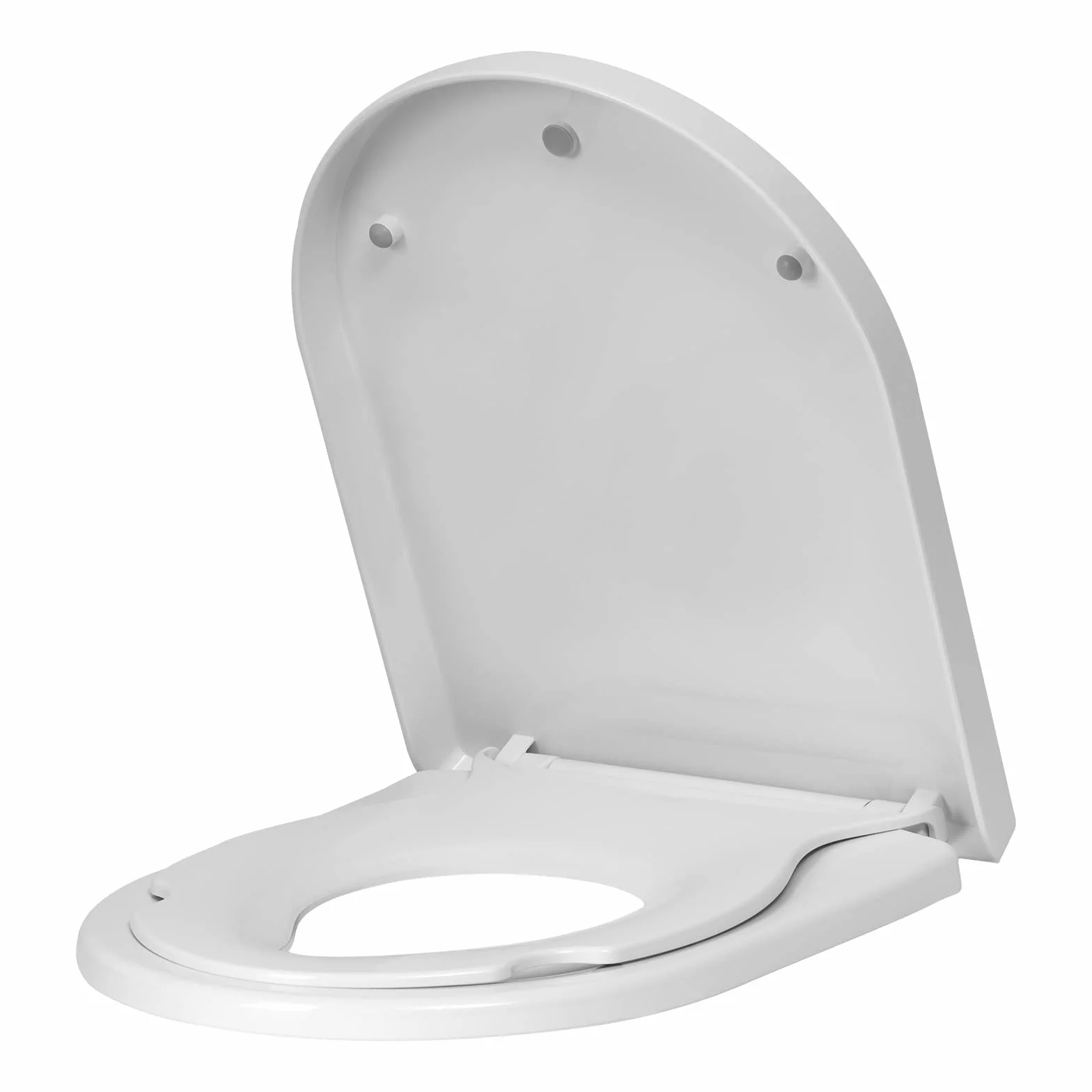 WOLTU Abattant WC Familial, Lunette de Toilette avec Siège Enfant Magnétique, Cuvette Toilette avec Frein de Chute, Démontage Rapide, Soft-close, Forme D, en PP, Blanc, 361x454x44mm