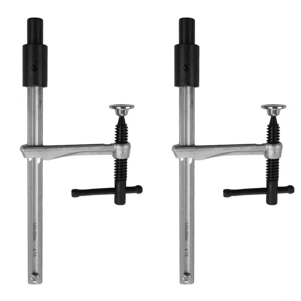 Lot de 2 pinces de maintien pour trou de chien de 16 mm, clip de banc à action rapide avec portée de 160 mm, fixation en métal pour établi