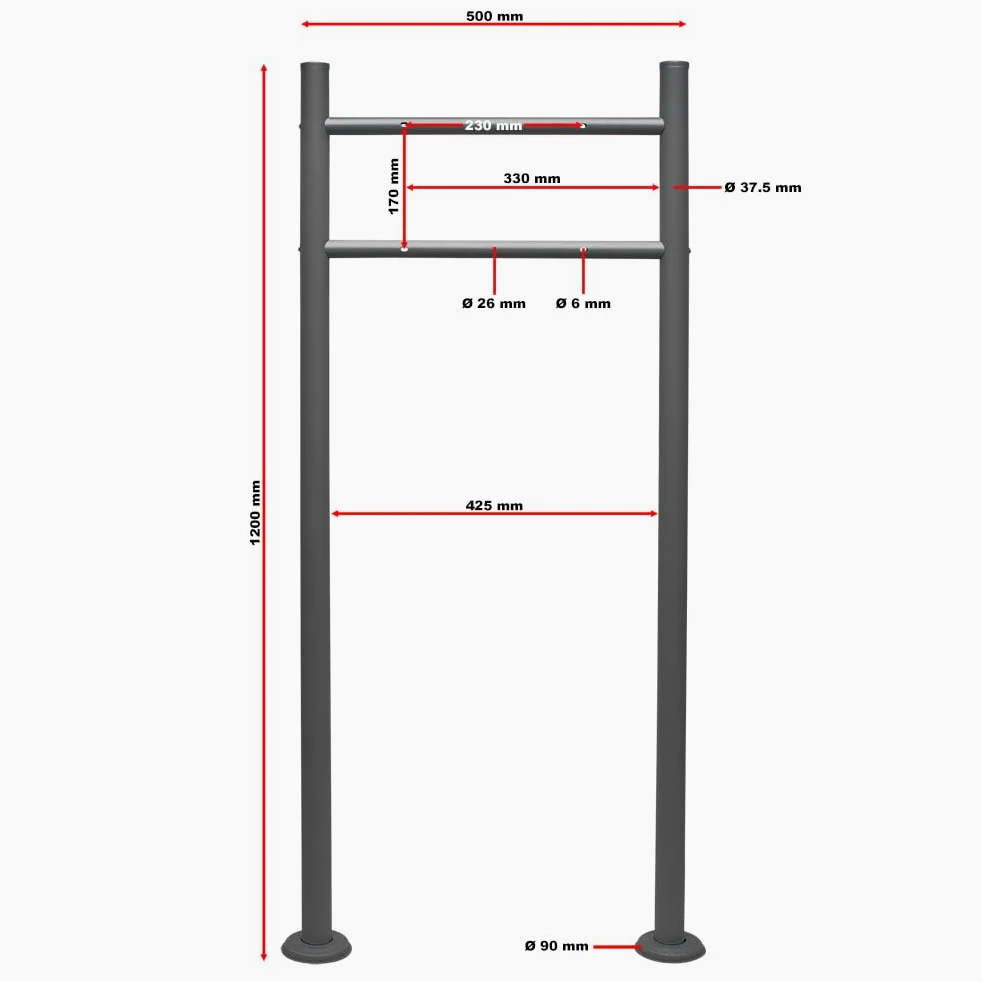 Wiltec Kit Boîte aux Lettres V17 avec Pied de Support, Verrouillable, Gris Anthracite, Acier galvanisé, 375 x 108 x 330 mm, avec Porte-nom