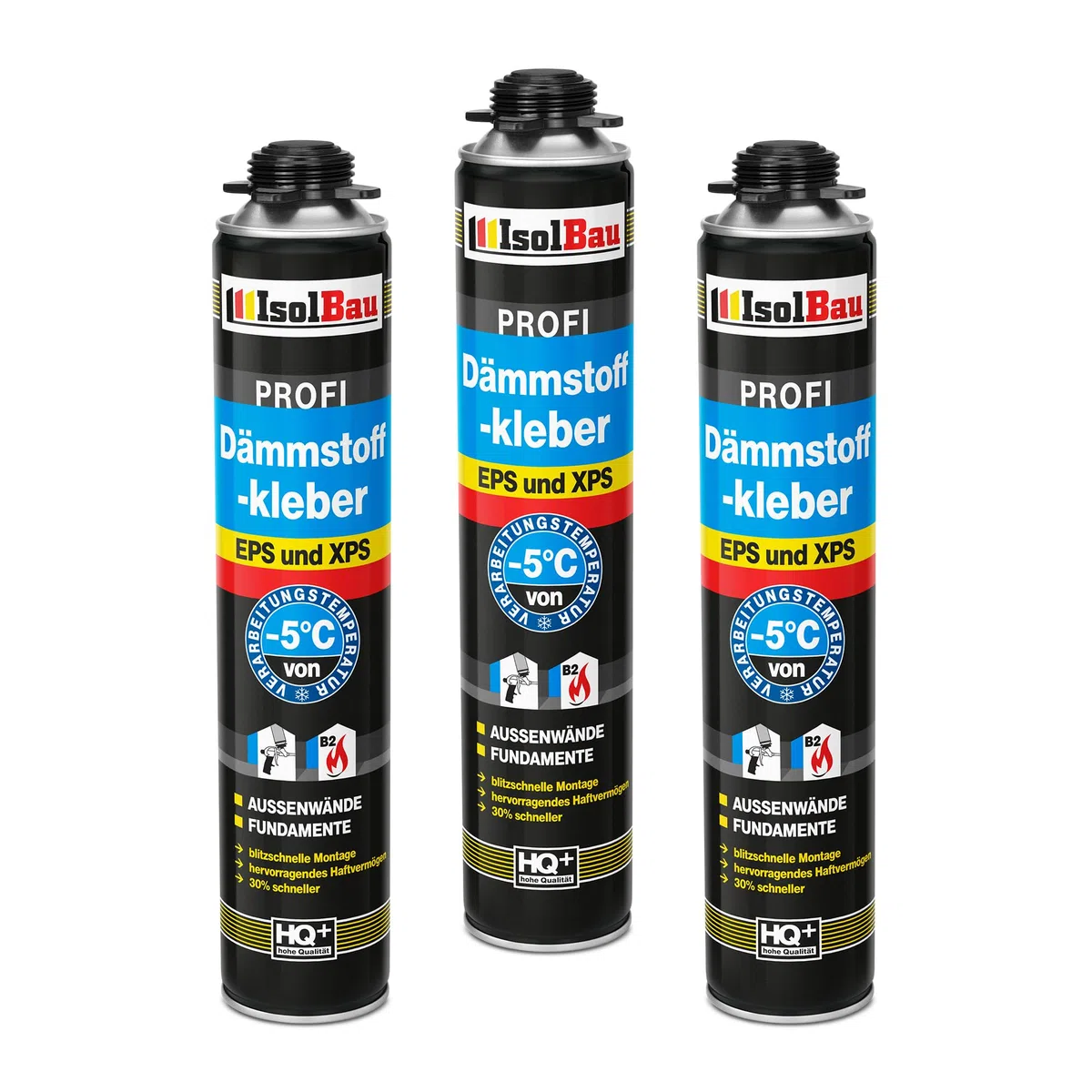 Isolbau Colle isolante B2 - 3 x 750 ml de colle périmétrique pour panneaux EPS et XPS - Mousse adhésive en polyuréthane 1K pour fixer et isoler