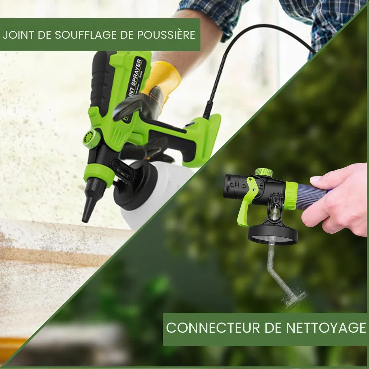 Pistolet Peinture HVLP 700W,Pistolet Peinture Électrique avec 4 Buses & 3 Motifs, Fonction Soufflage & Nettoyage, Réservoir 1200ml, pour Meubles, Murs, Portes, Clôtures, Bricolage