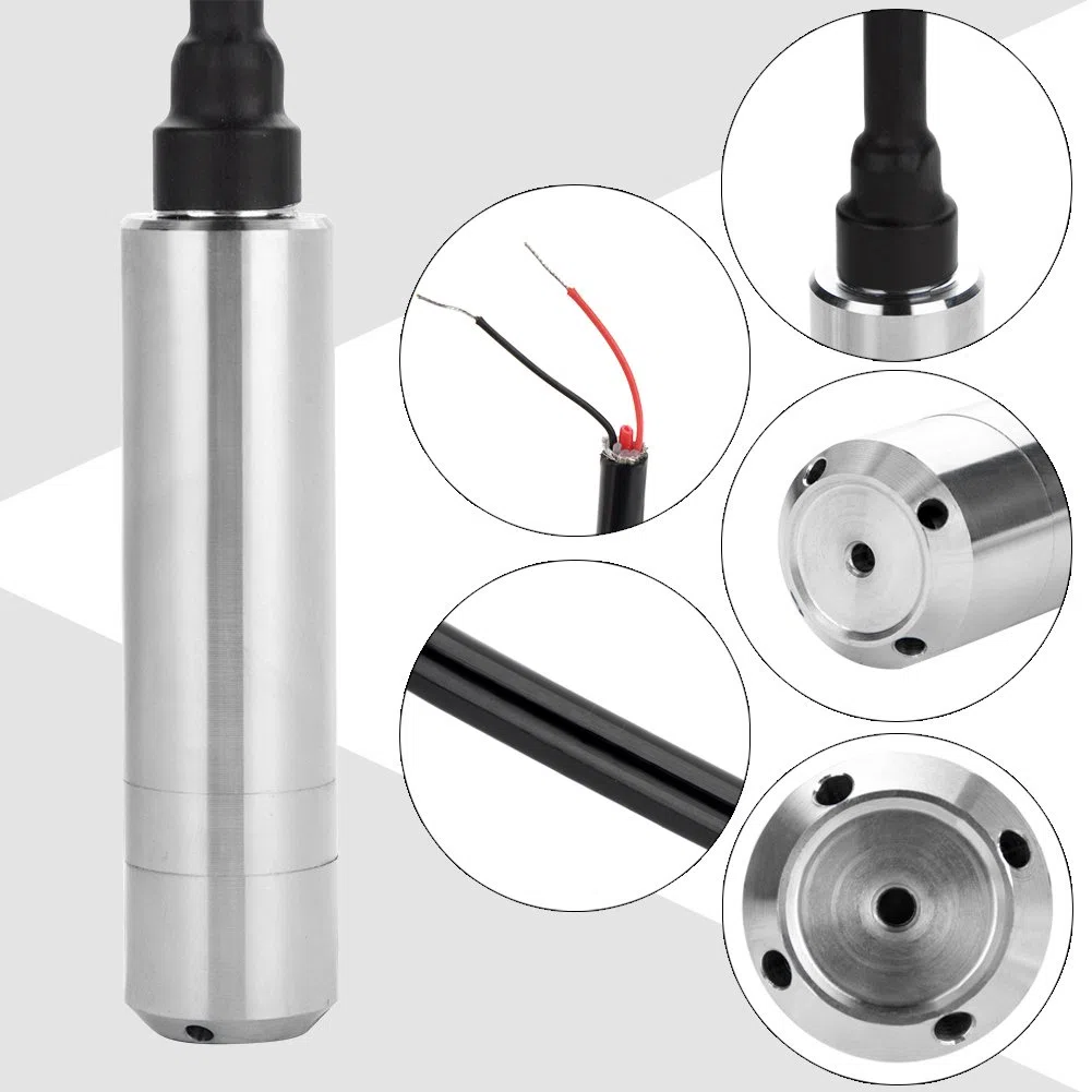 DC 24V 4-20mA Transmetteur de Capteur d'eau Liquide de Niveau de Jet pour Détecter la Profondeur de Gamme de 0-5m