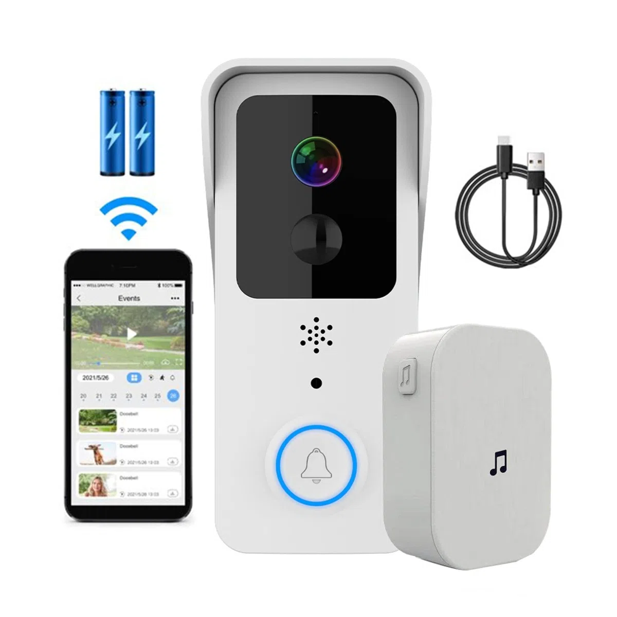 Caméra de sonnette sans fil Tuya sonnette vidéo 5G/2.4GHz double WiFi extérieur sans fil sonnette de porte 1080P étanche IP54 maison intelligente interphone porte téléphone caméra pour maisons, appart