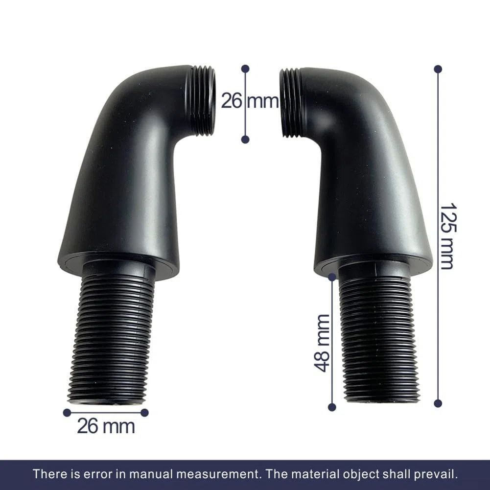 Gdfnmogo Pieds de mitigeur de douche montés sur le pont noir mat pour robinets de baignoire muraux, adaptateur d'extension en laiton massif avec filetage G3/4, convertir
