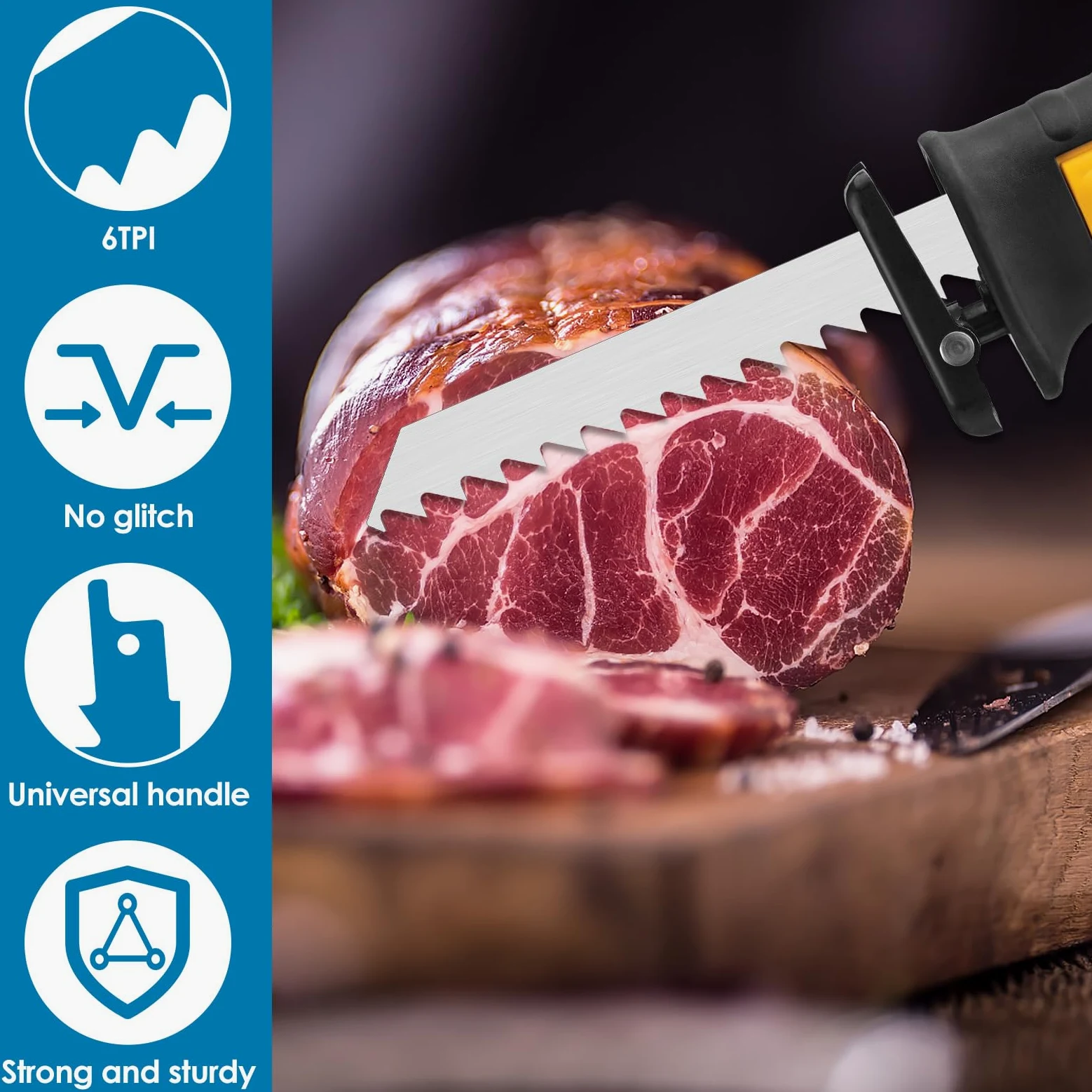 Lot de 5 lames de scie à os, 152 mm, en acier inoxydable, pour os et viande, pour couper le bœuf, la viande congelée, les os