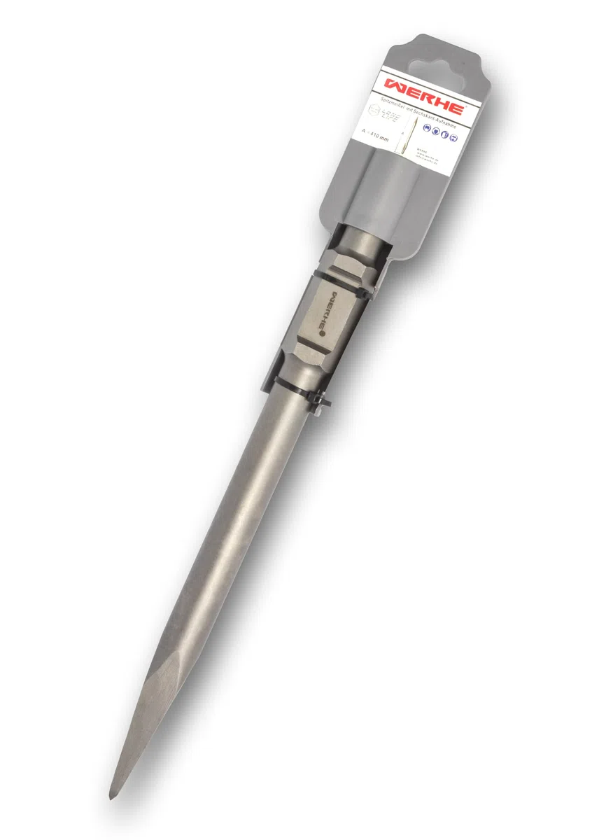 WERHE Profesional SDS Hex espiga puntiagudo cincel para demolición martillo 30 x 410 mm acero inoxidable