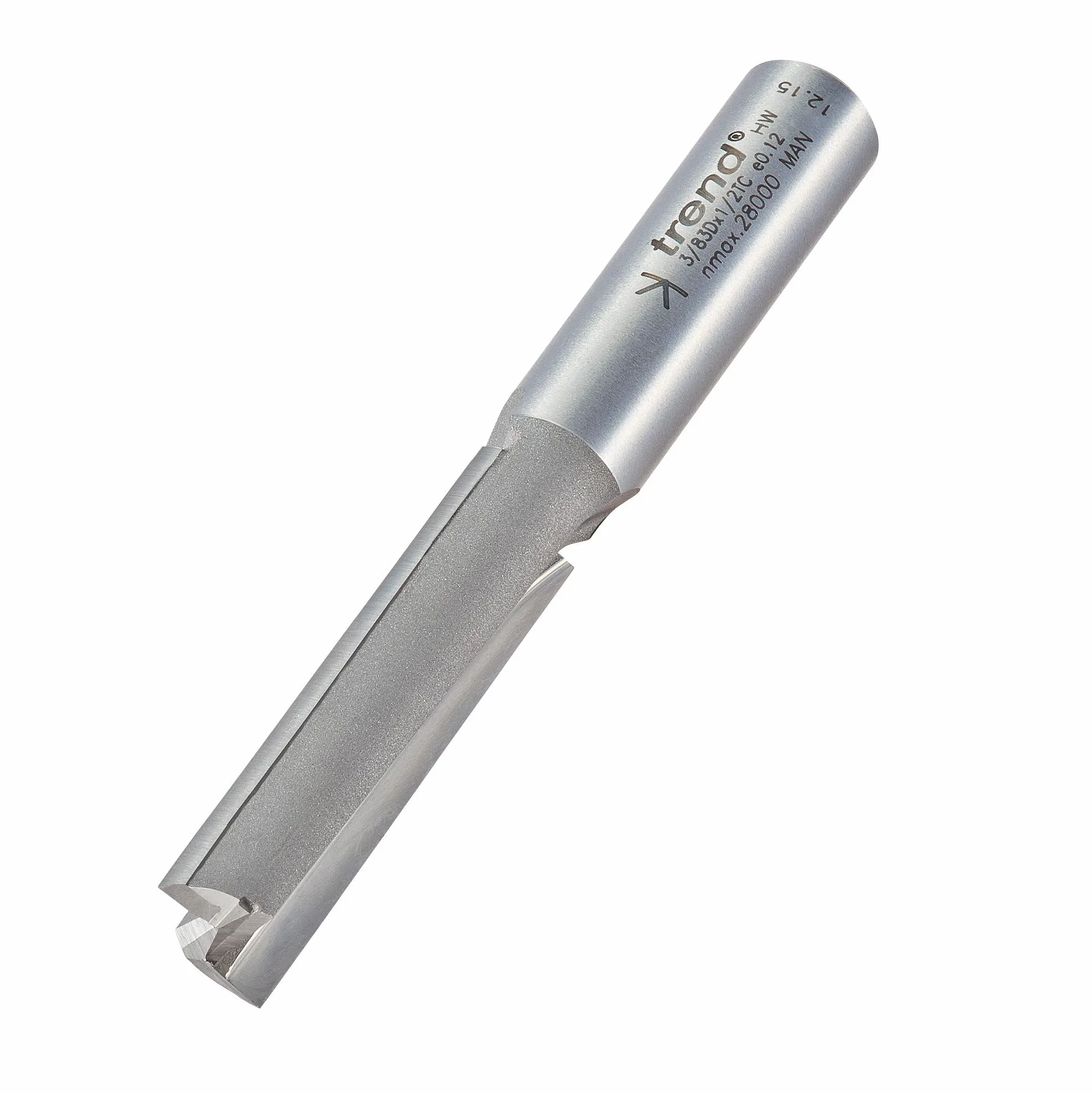 Trend Fraise à Deux Flûtes Professionnel, Queue de 1/2 Pouce, Diamètre de Coupe 12,7mm, Longueur de Coupe 50mm, Plaquettes en Carbure de Tungstène, 3/83DX1/2TC