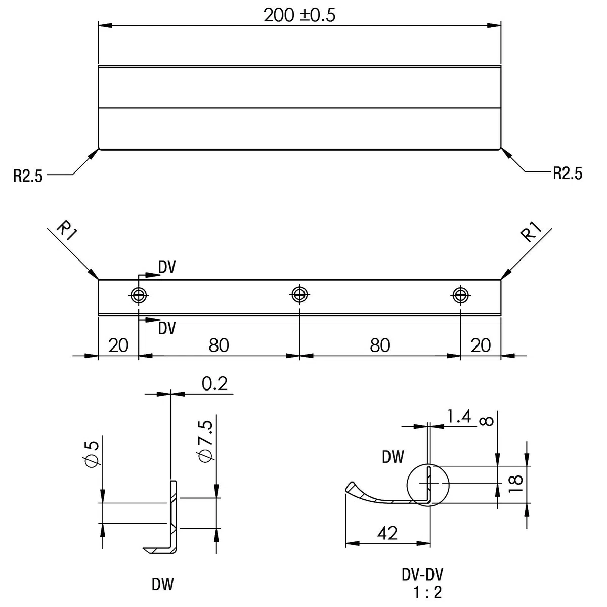 SOTECH 5 poignées de meubles Blankett Alex aspect laiton brossé 200 mm Barres de poignée à monter à l'intérieur de la façade, vis de fixation incluses