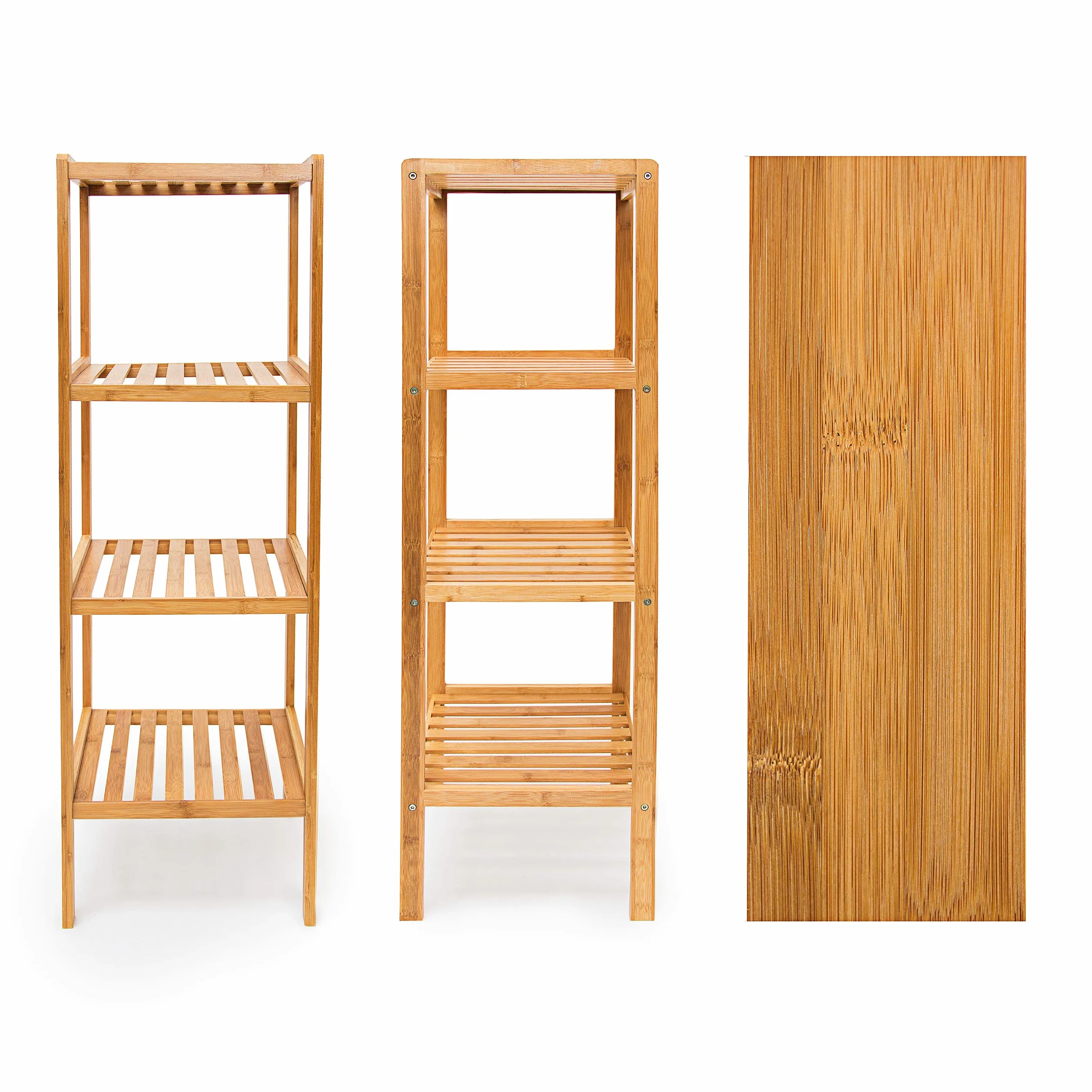 Relaxdays 10013497 Étagère en Bambou pour Salle de Bain 4 Niveaux 33 x 33 x 110 cm