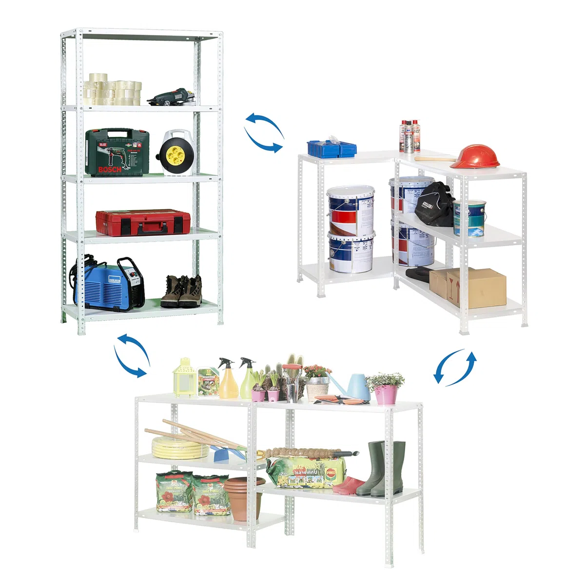 Simon Rack Étagère de Rangement et 6 Niveaux, 75 kg Capacité de Charge et Point de Flexion, 2000x900x300 mm, Métal, Étagère Garage, Blanc - Advantage