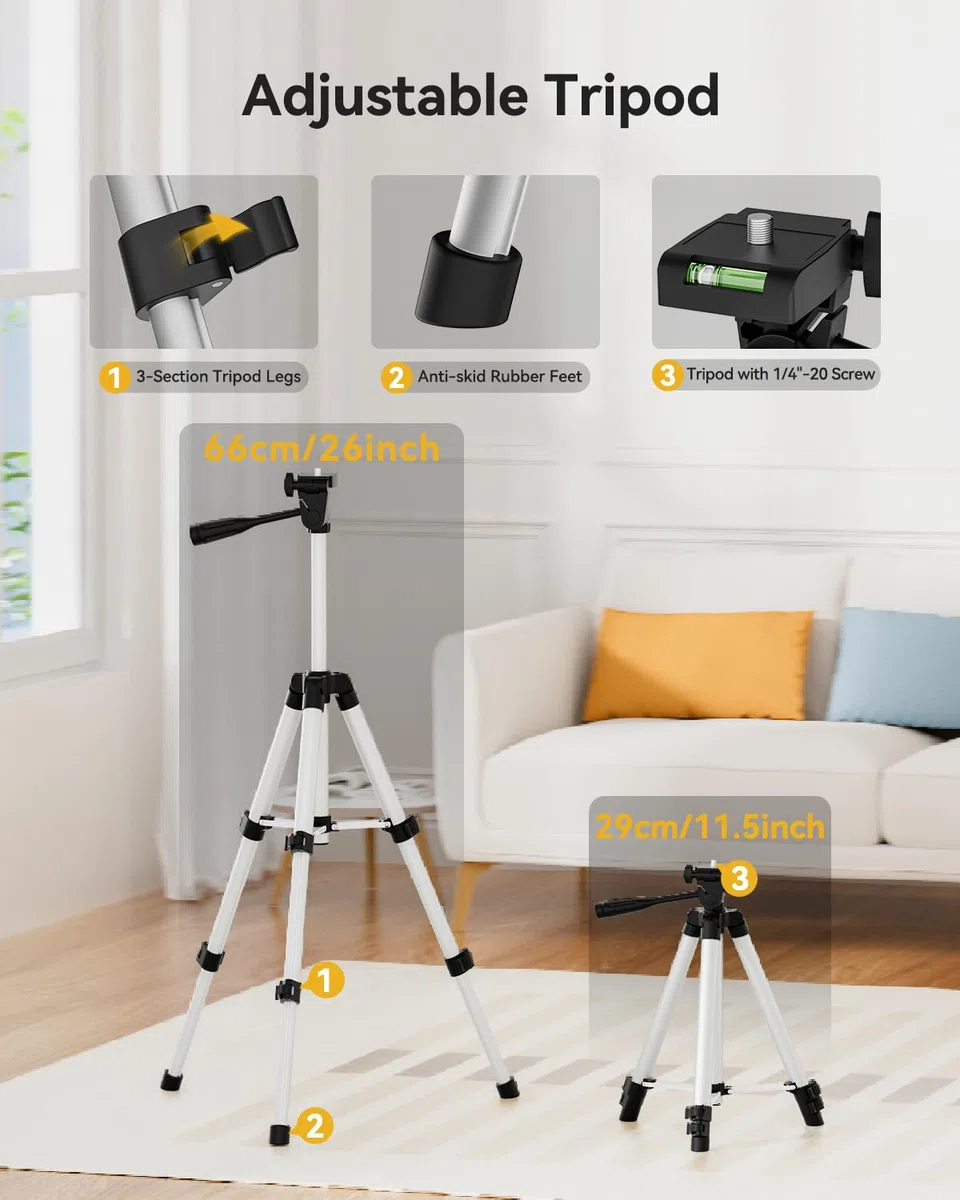 Nikotek Niveau Laser Auto-nivelant Faisceau Horizontal et Vertical Laser Croisé pour la Décoration de La Maison, Pochette de Transport, Batterie Incluse (VertGT)