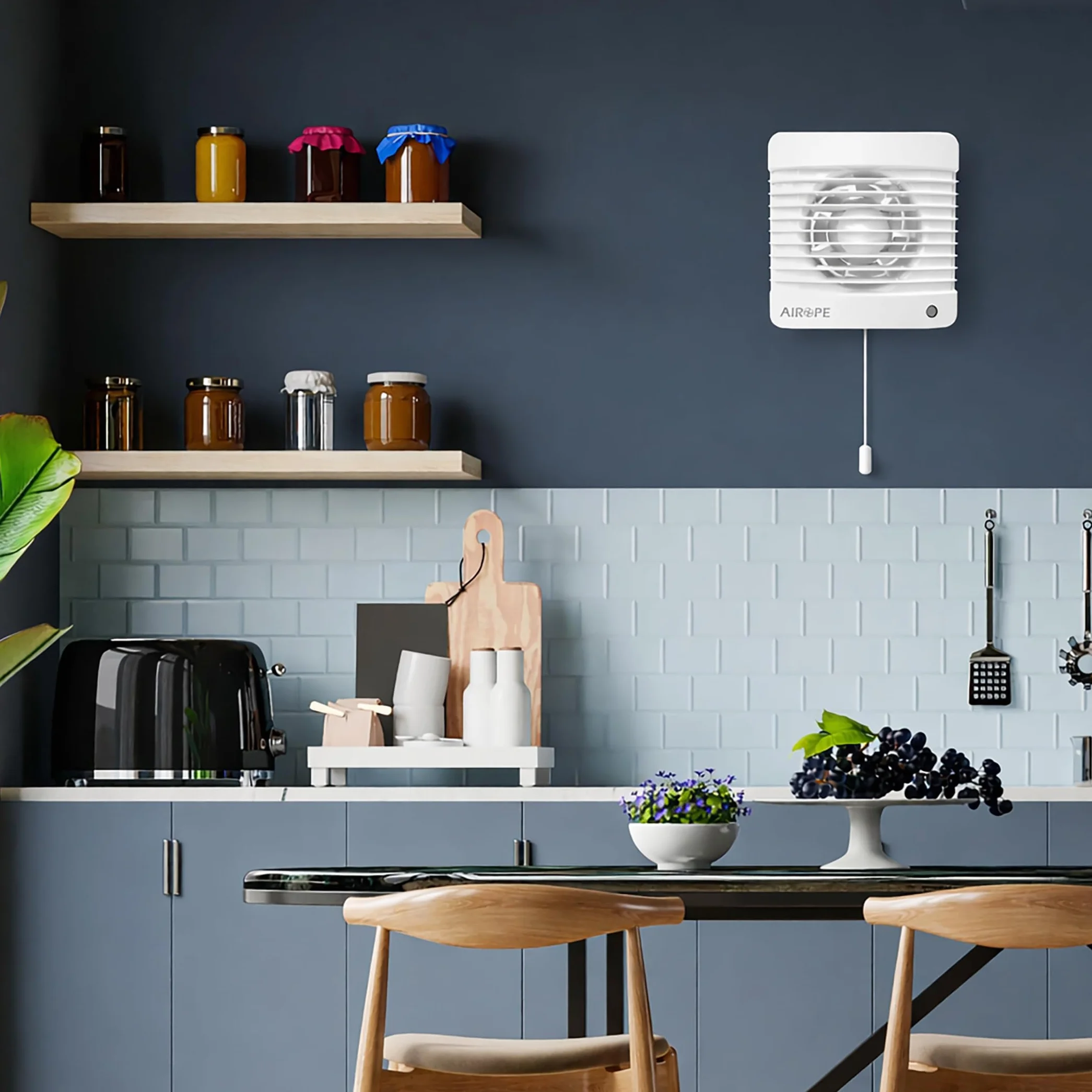 150 mm Ventilateur Extracteur d'Air VMC avec Interrupteur à Tirette, Clapet Anti-Retour + Moustiquaire, pour Salle de Bain, Cuisine, WC, Silencieux, Garantie 5 Ans