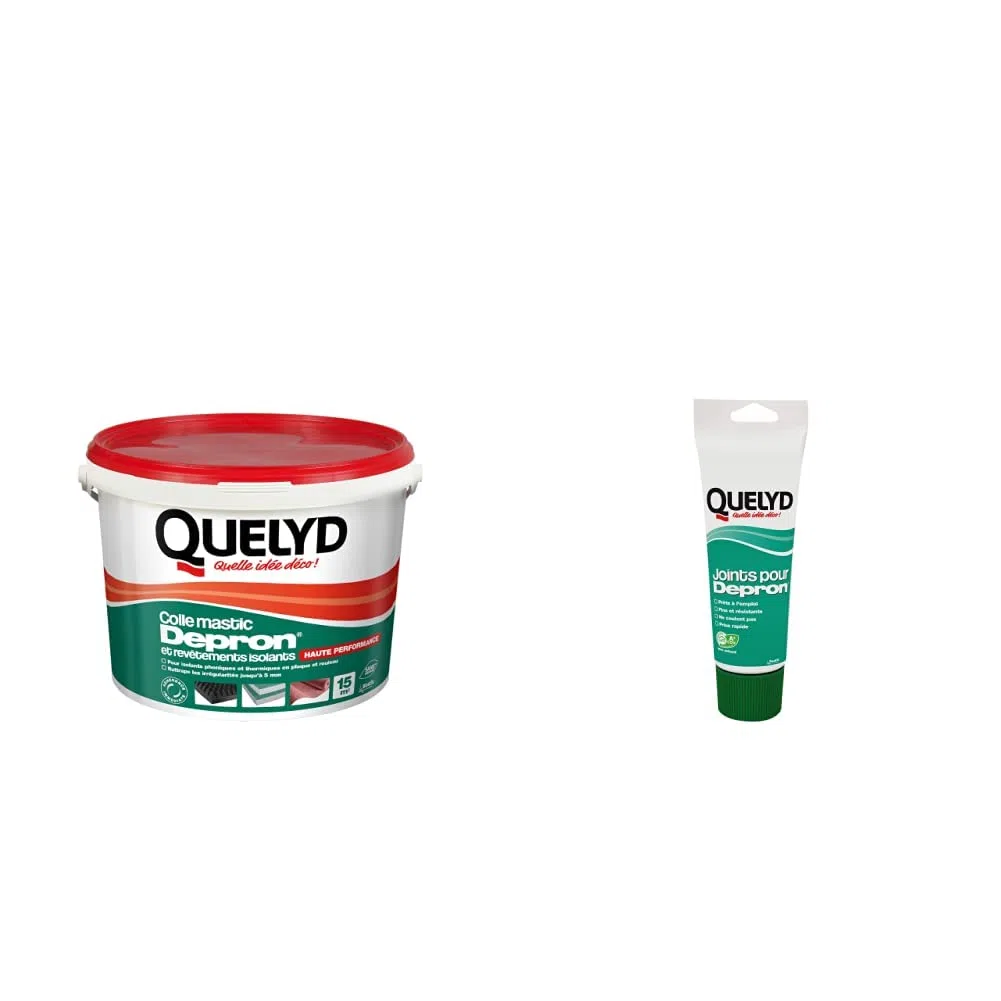 Quelyd 30601868 Colle Mastic DEPRON et revêtements isolants Haute Performance 6 Kg & Quelyd Joints pour Depron – Colle Joint pour Plaques d’Isolation Thermique Depron Quelyd – Couleur : Blanc