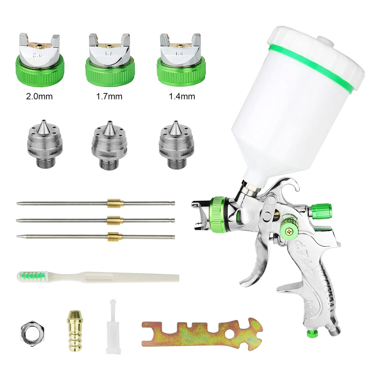 HVLP Professionnel Pistolet à Peinture 600cc avec 3 Buses 1,4mm 1,7mm 2,0mm, Pistolet pulvérisateur d'air à Alimentation par gravité HVLP Meubles de Voiture