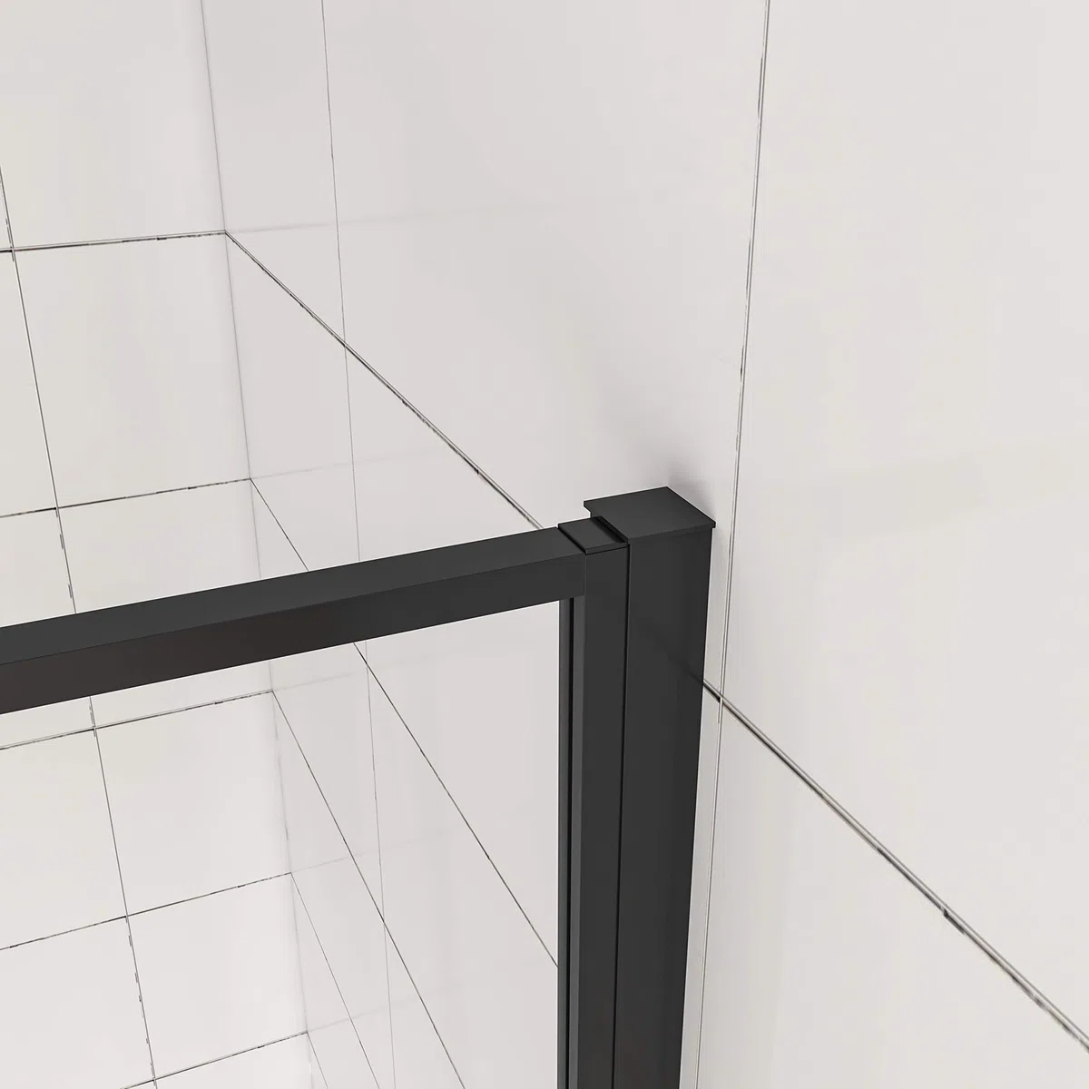 AICA porte de douche pivotante 120x185cm NOIR MAT en verre anticalcaire installation en niche