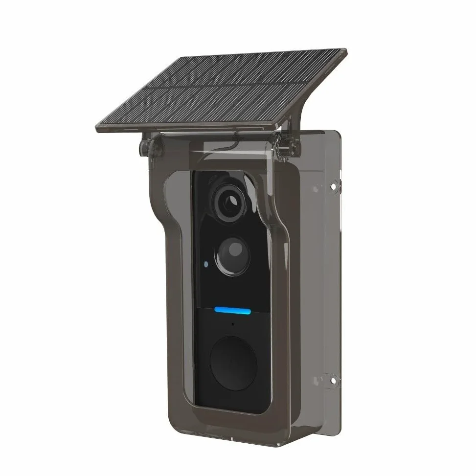 Whychstore Caméra de Sonnette Sans Fil avec Couverture Solaire, Vidéo 1080P, Interphone avec Vision Nocturne et Détection de Mouvement PIR, Sécurité Intelligente pour la Maison IP65 Étanche pour Tuya