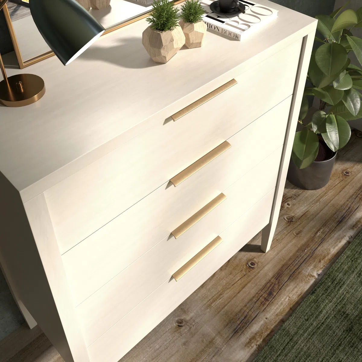 SOTECH 5 poignées de meubles Blankett Alex aspect laiton brossé 200 mm Barres de poignée à monter à l'intérieur de la façade, vis de fixation incluses