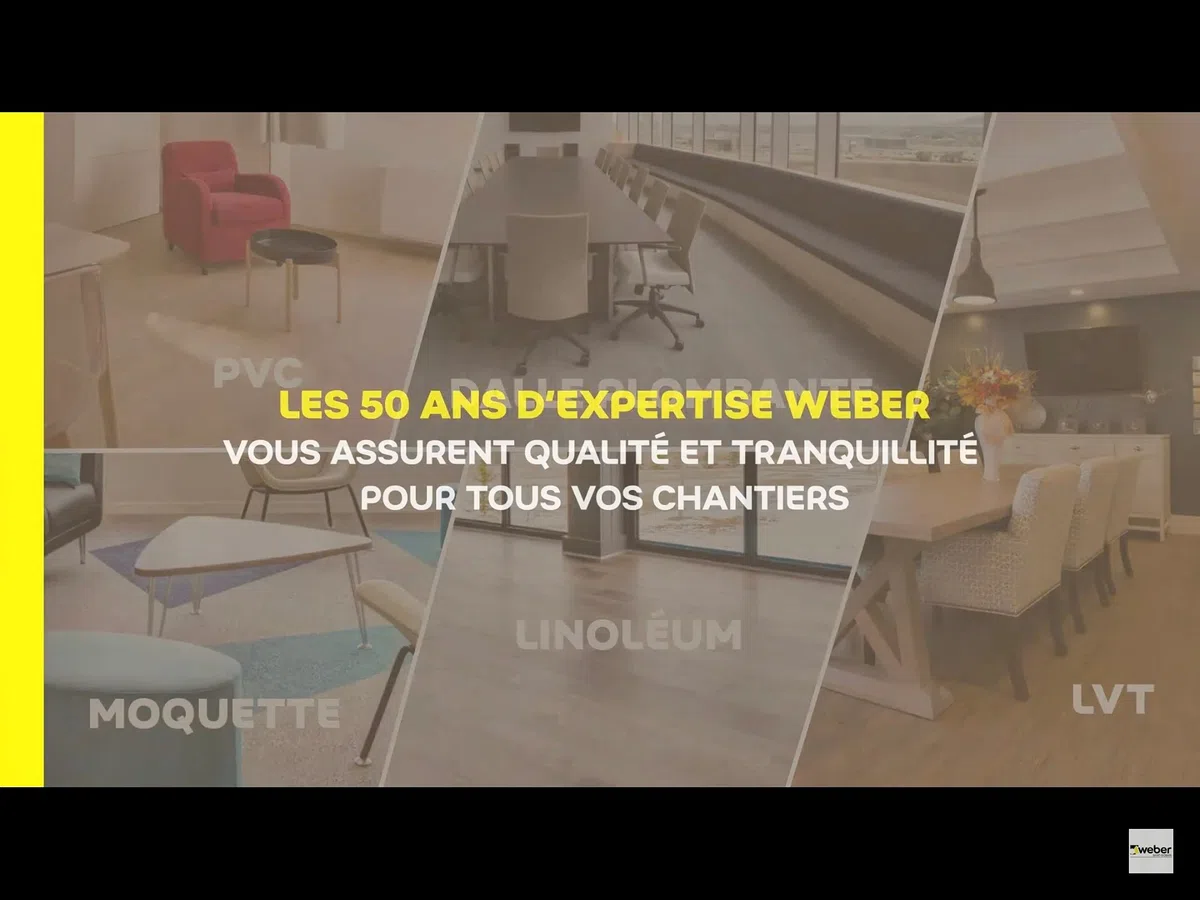 Colle acrylique, 12kg, pour revêtements PVC décoratifs et sols souples, sans solvant, WEBERBOND LVT, WEBER
