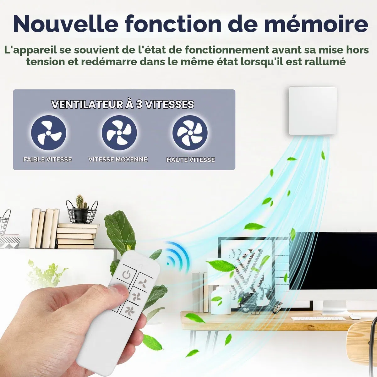 VMC Salle de Bain,100mm 130m³/h Extracteur d'air Salles de Bain avec Télécommande, 2 Directions, 3 Vitesses, Puissante Ventilation, pour Salle de Bain, Cuisine, WC, Garage